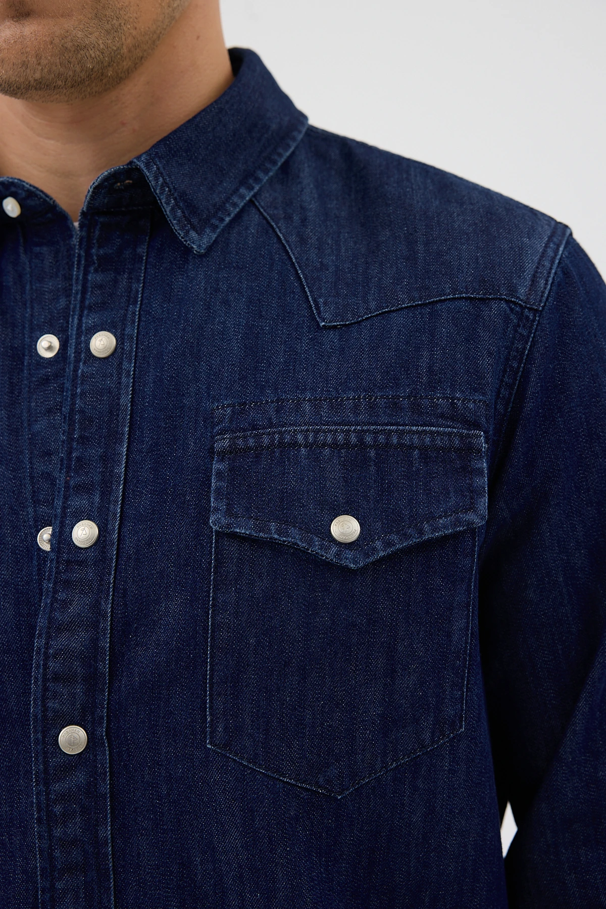 Çift Cepli Kot Gömlek - Lacivert