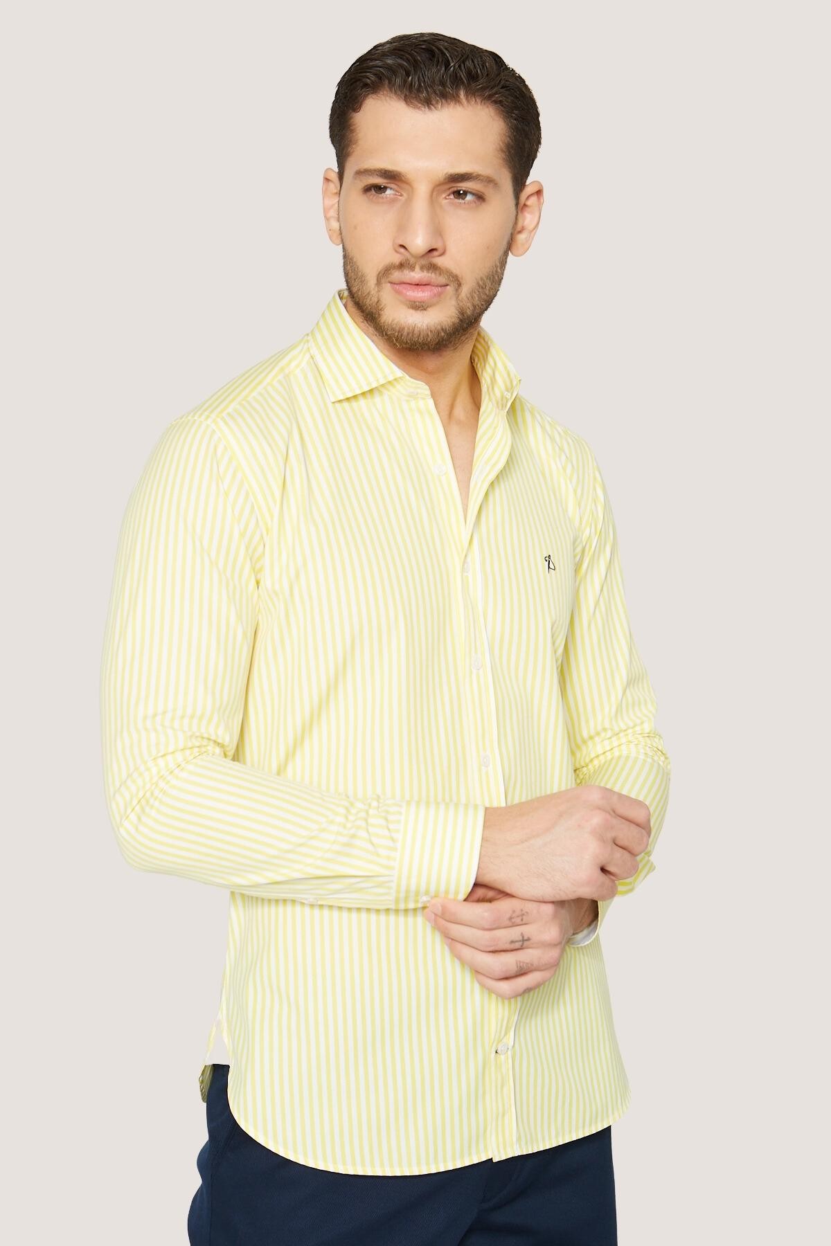 Çizgili Spor Gömlek Slim Fit