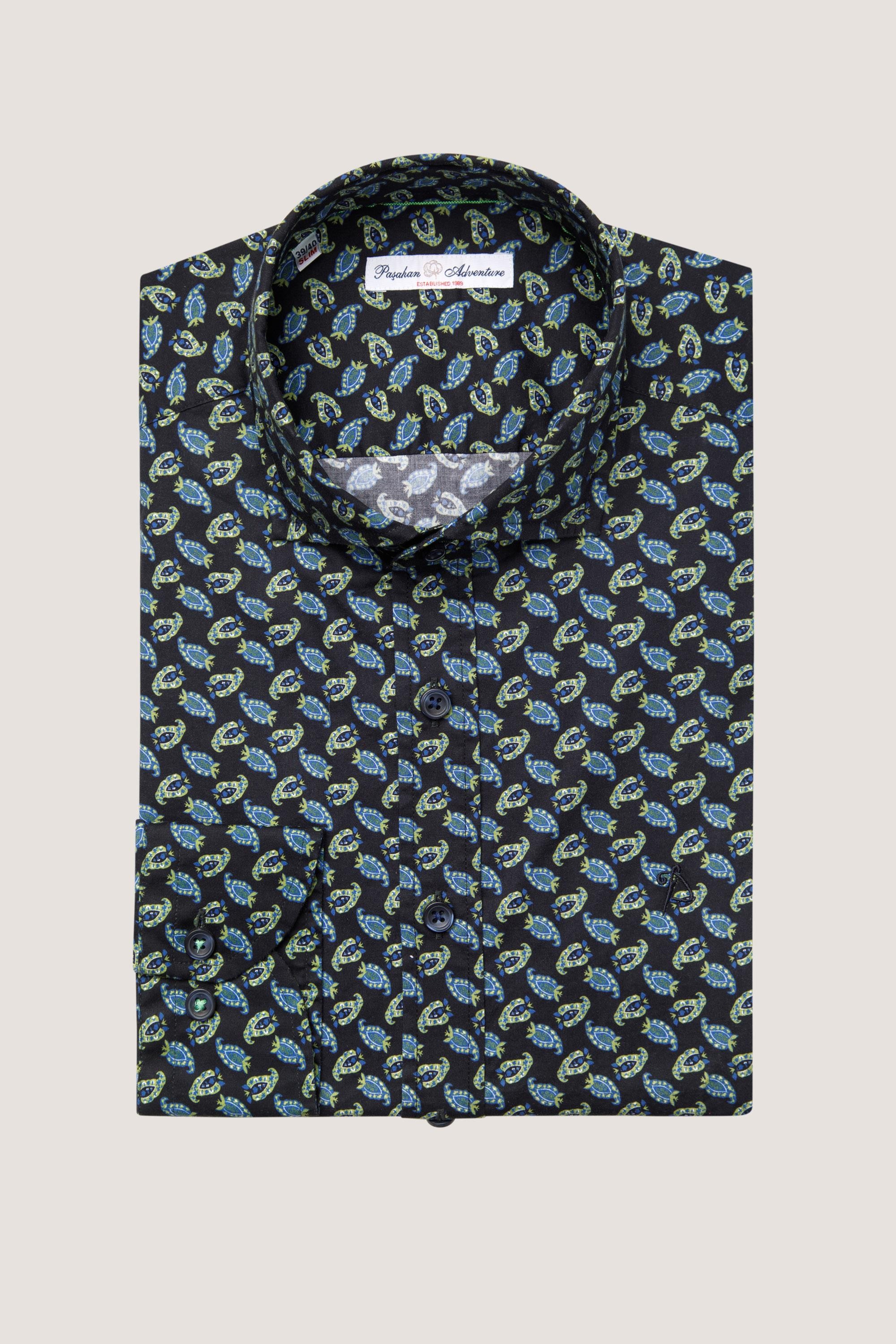 Desenli Nakışlı Slim Fit Gömlek