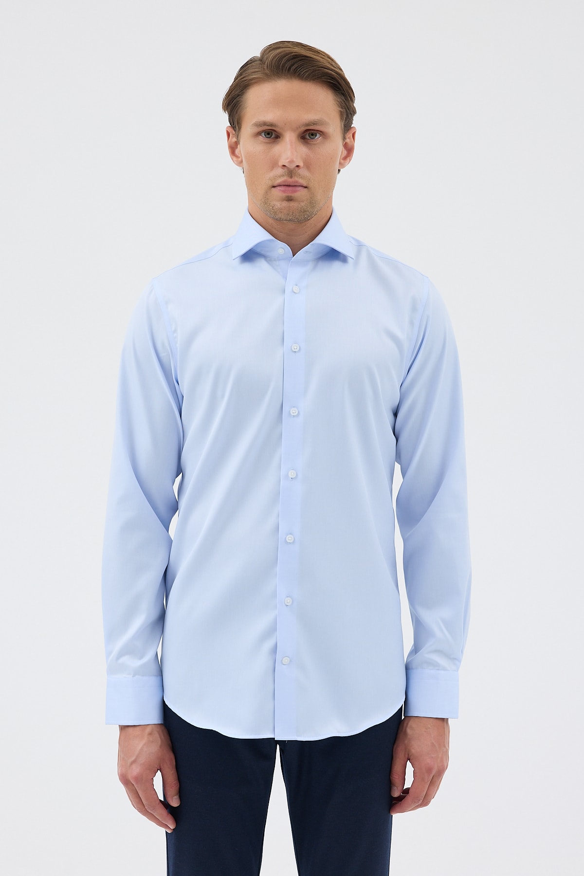 Non Iron Mavi Comfort Fit Erkek Gömlek