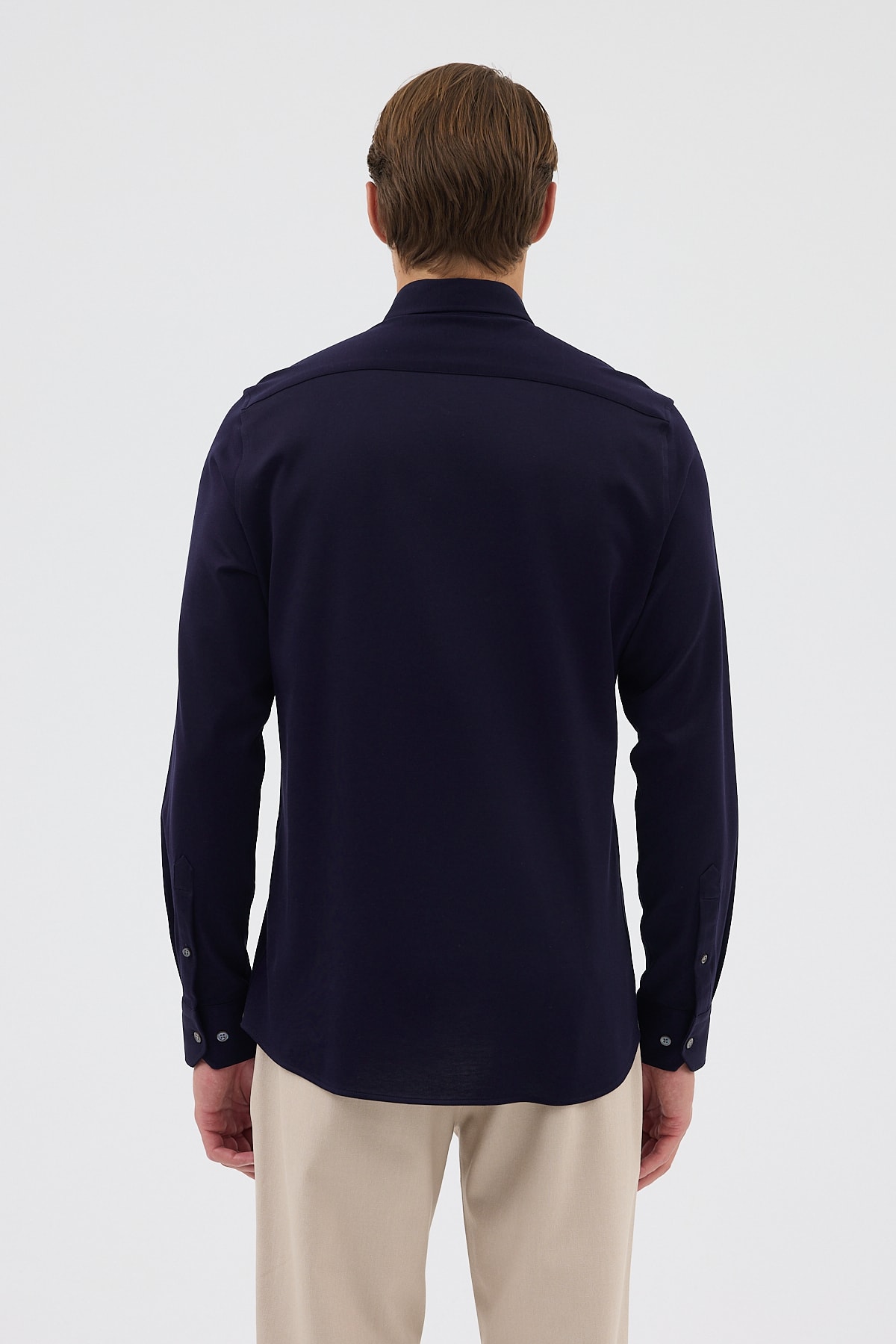 Örme %100 Pamuk Comfort Fit Erkek Gömlek - Lacivert