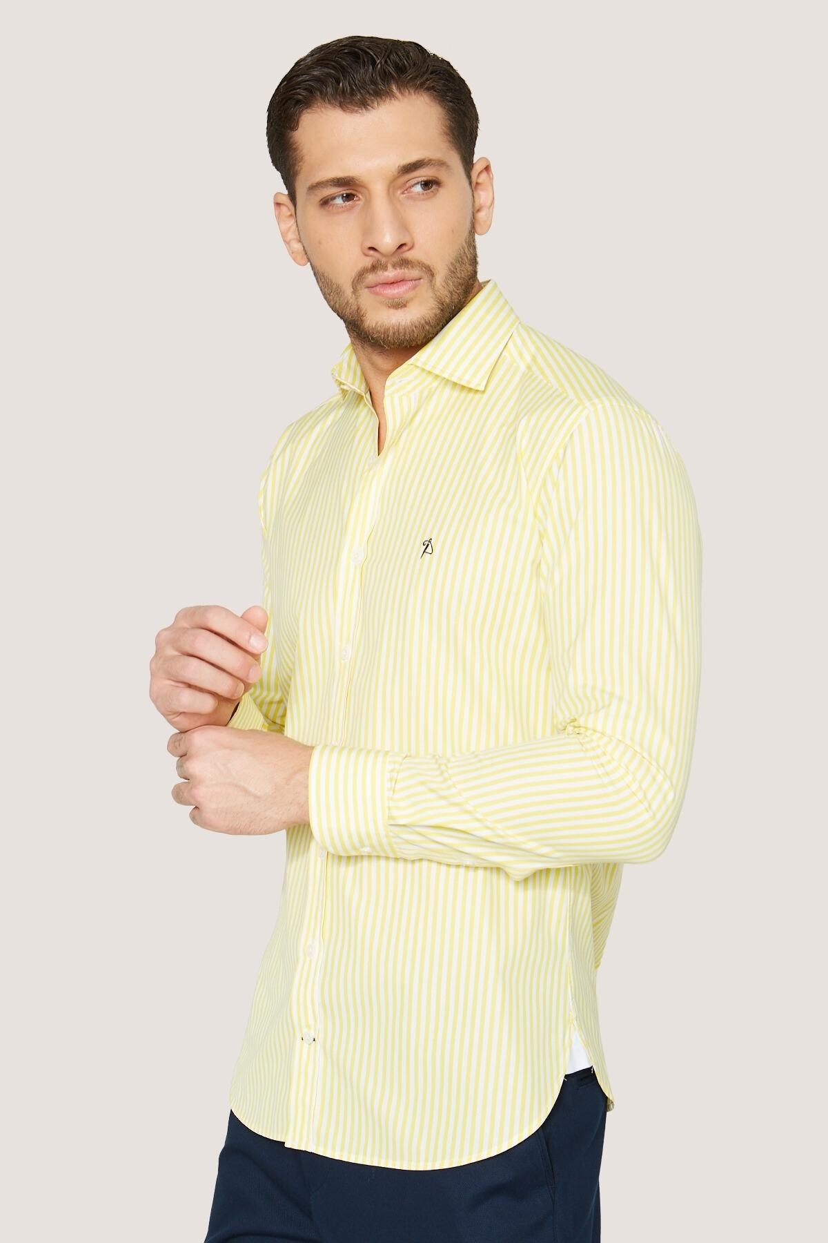 Çizgili Spor Gömlek Slim Fit