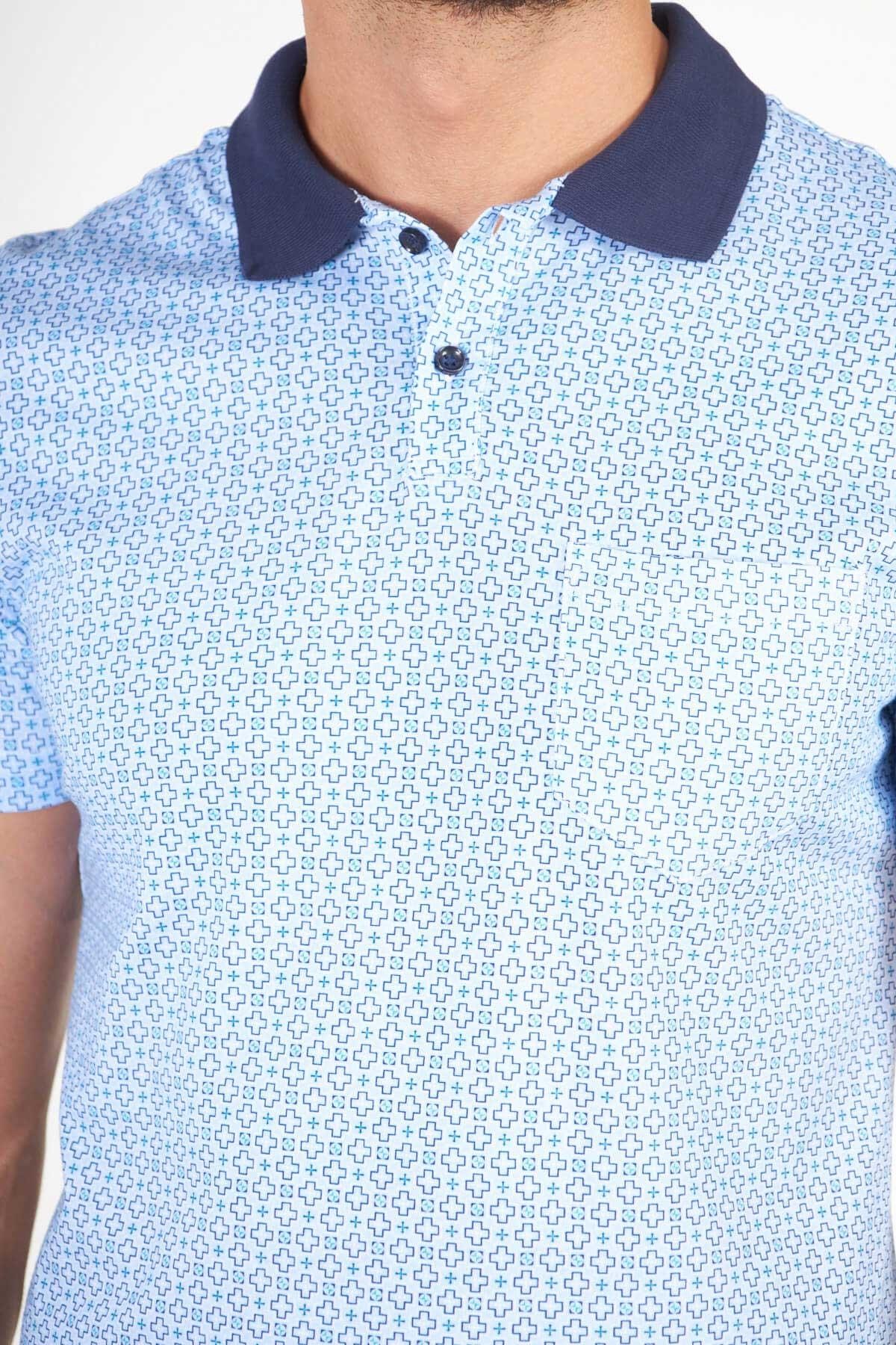 Polo Yaka Cepli Slim Fit T-Shirt - Mavi-Lacivert