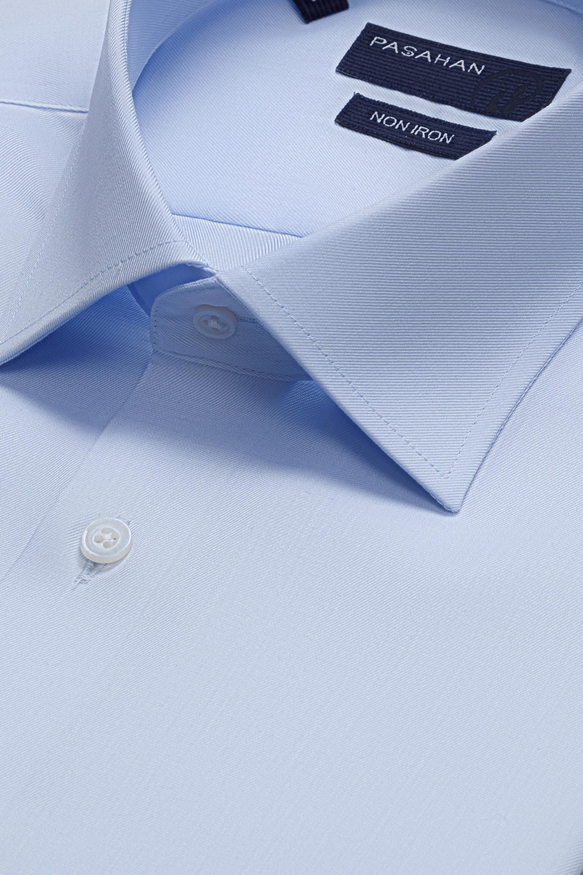 Ütü Gerektirmeyen Non Iron %100 Pamuk Twill Gömlek - Mavi