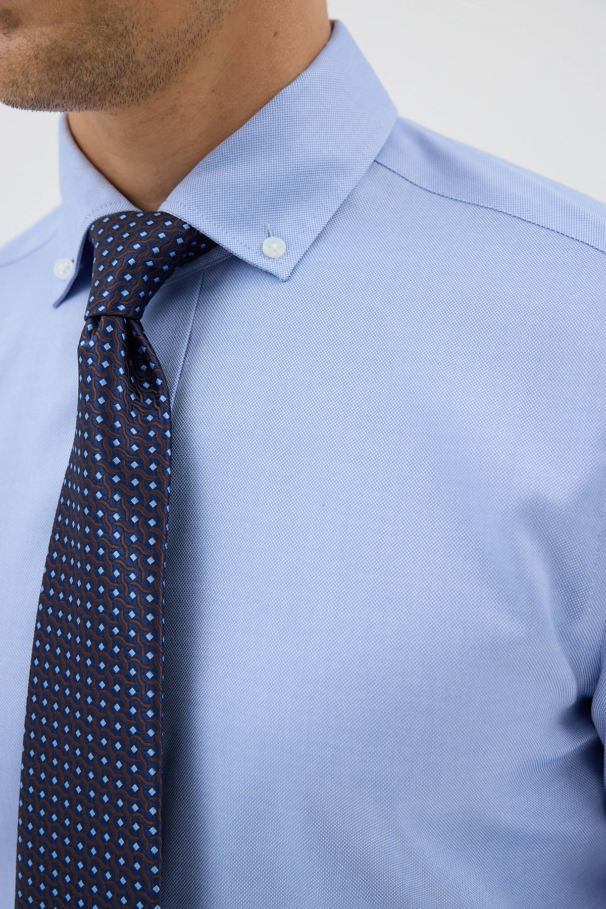 Non Iron Düğmeli Yaka Oxford Comfort Fit Erkek Gömlek - Koyu Mavi