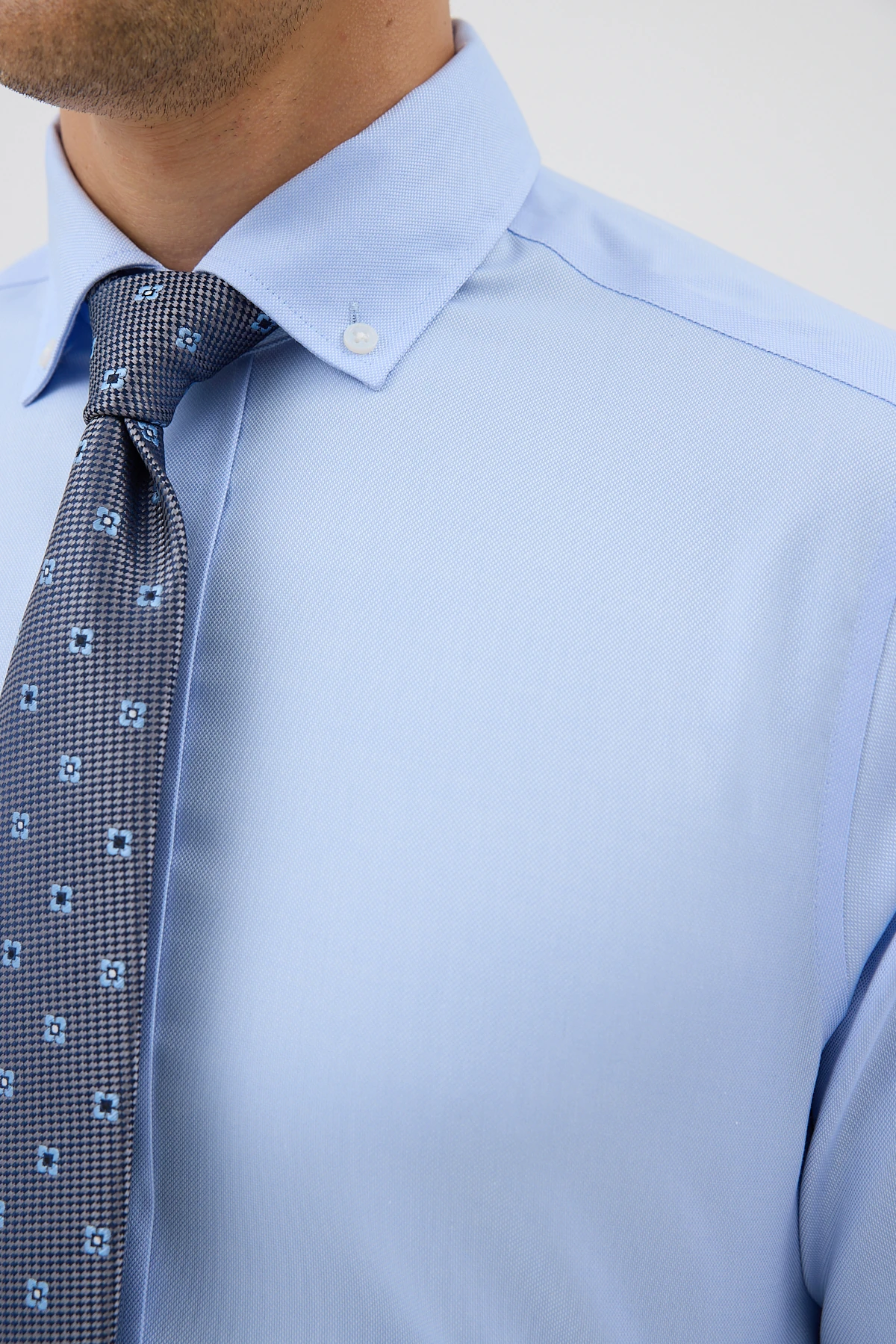 Non Iron Düğmeli Yaka Oxford Comfort Fit Erkek Gömlek - Mavi