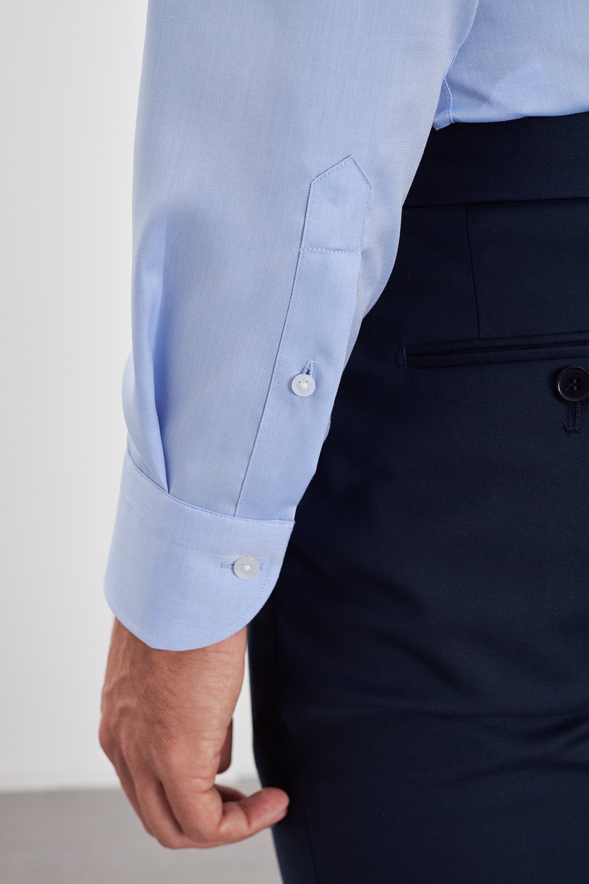 Ütü Gerektirmeyen %100 Pamuk Non Iron Klasik Yaka Erkek Gömlek - Koyu Mavi