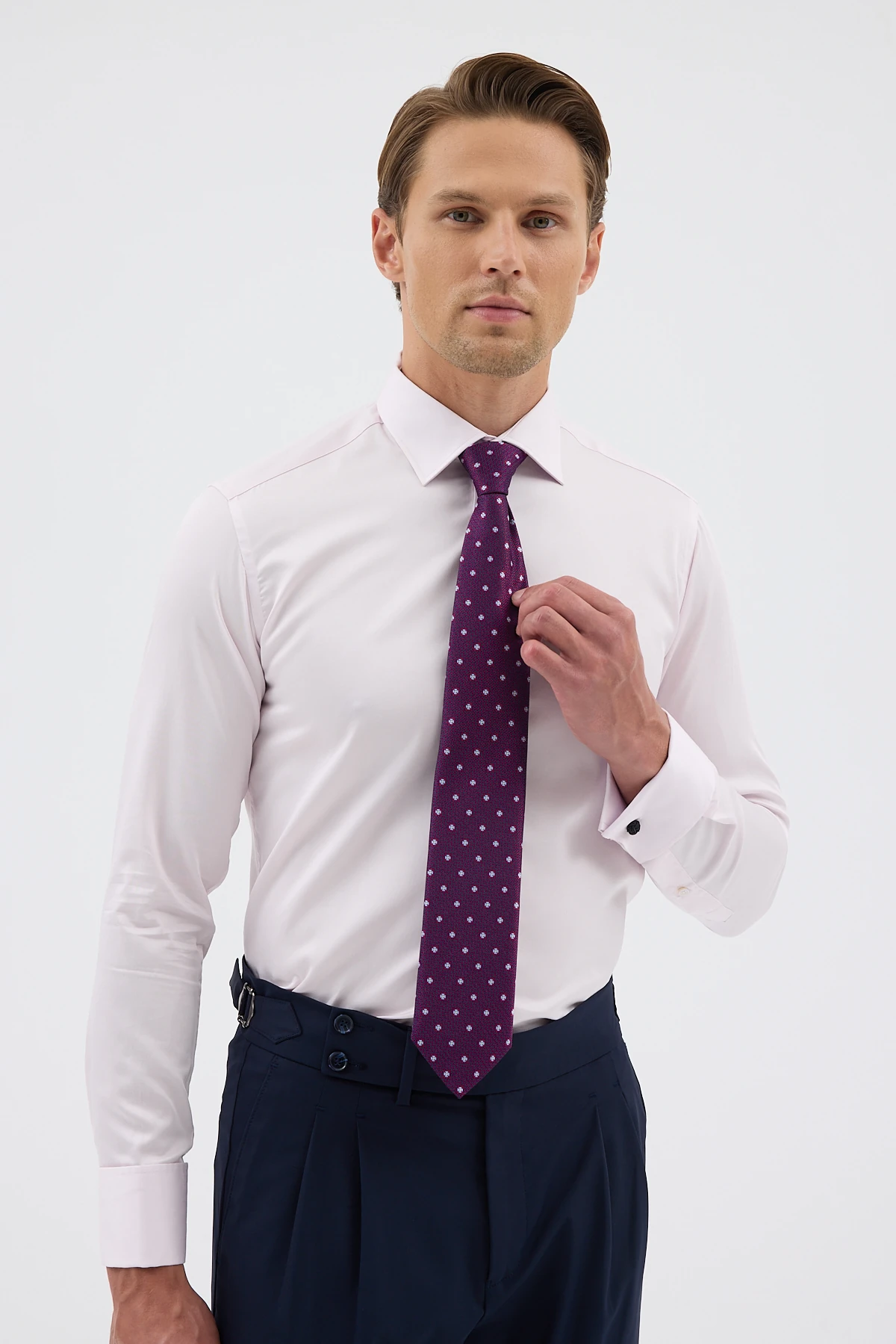 Çift Manşetli Comfort Fit Erkek Gömlek - Pembe