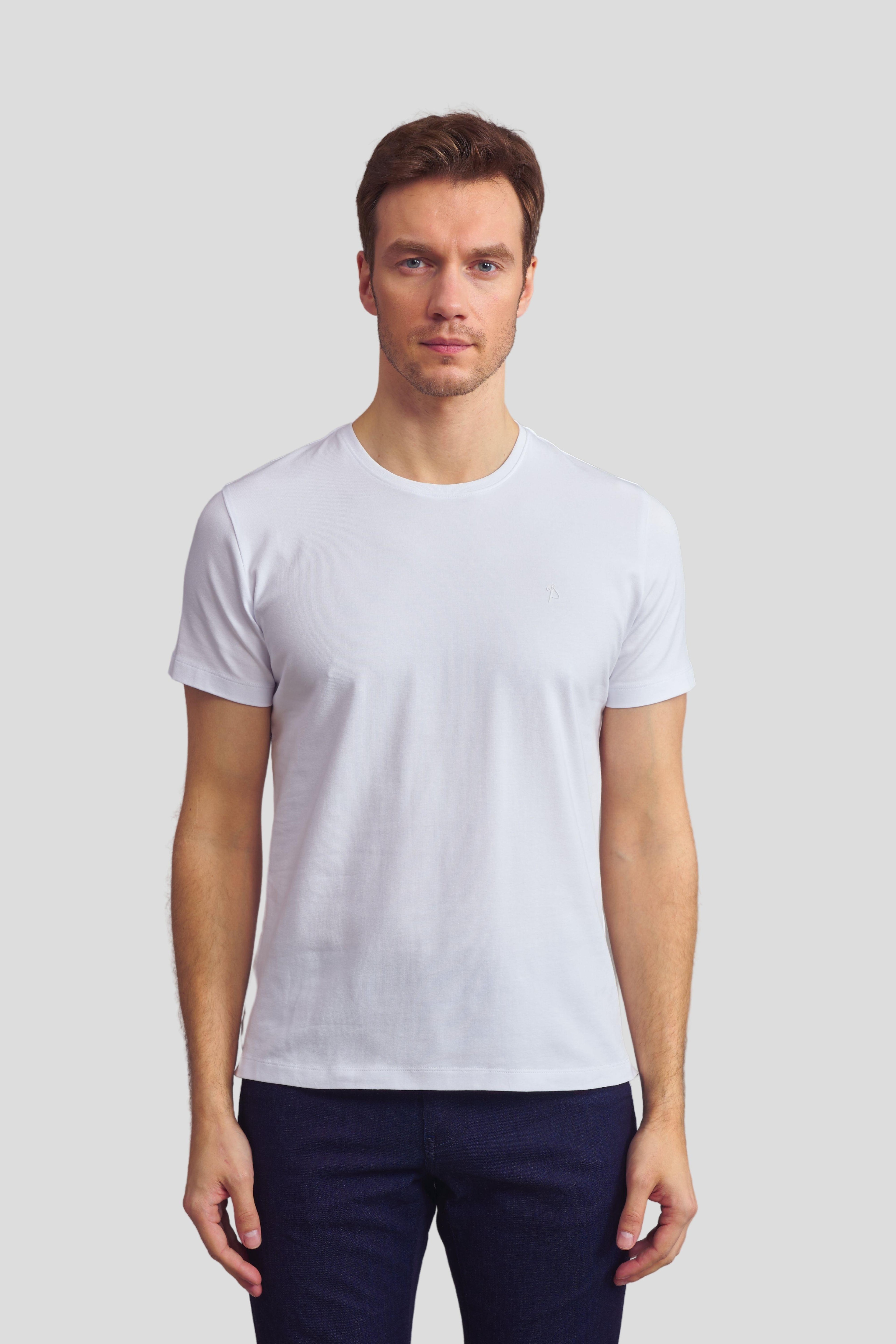 Bisiklet Yaka Basic T-Shirt - Beyaz