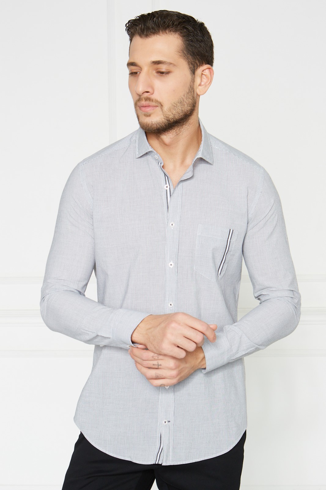 Çizgili Slim Fit Casual Gömlek