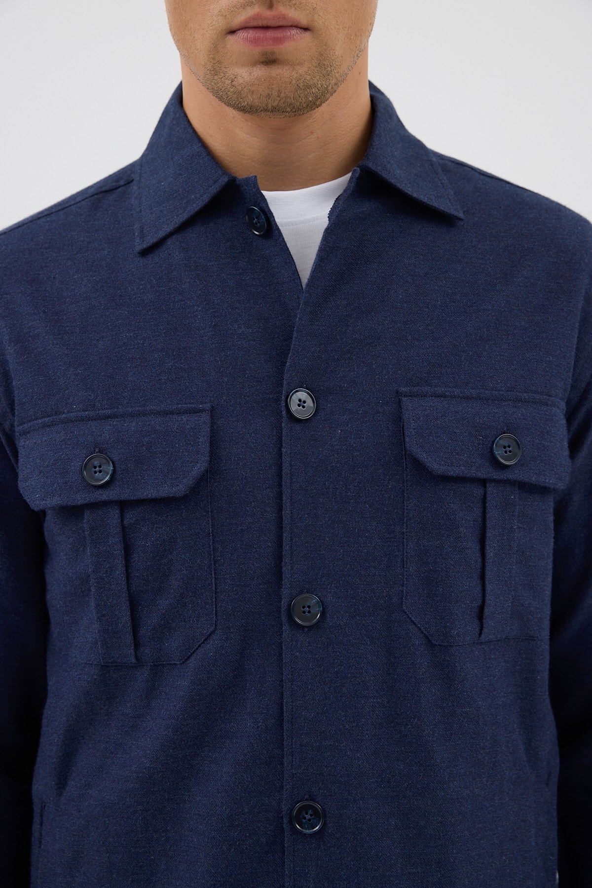 Lacivert Cepli Tailored Fit Erkek Gömlek Ceket