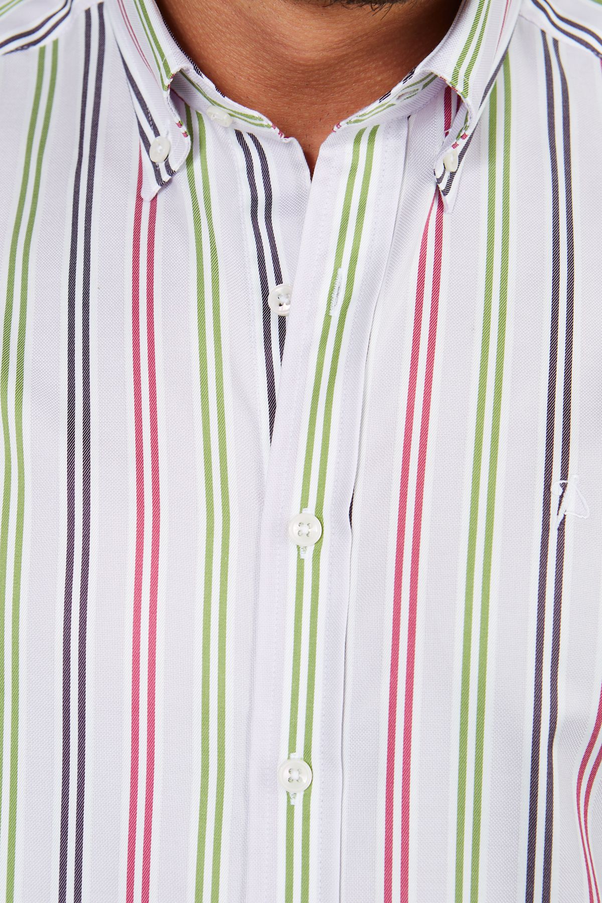Yaka Düğmeli Slim Fit Klasik Gömlek - Açık Pembe