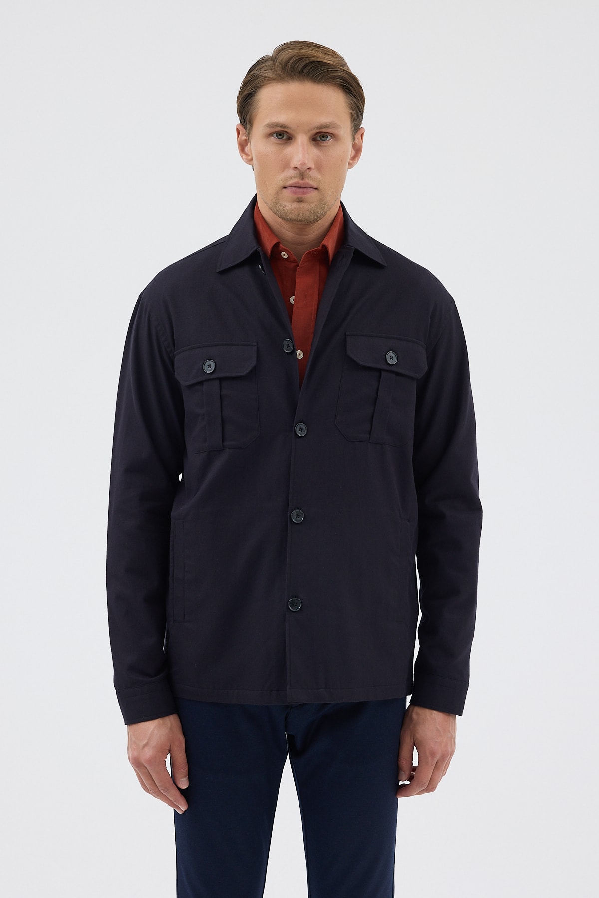 Siyah Cepli Tailored Fit Erkek Gömlek Ceket