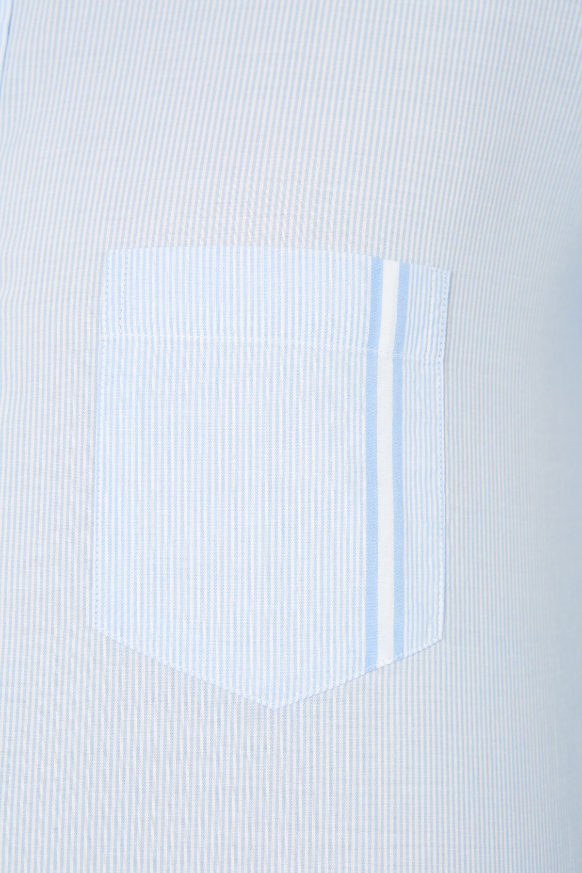 Çizgili Slim Fit Casual Gömlek - Mavi-Beyaz