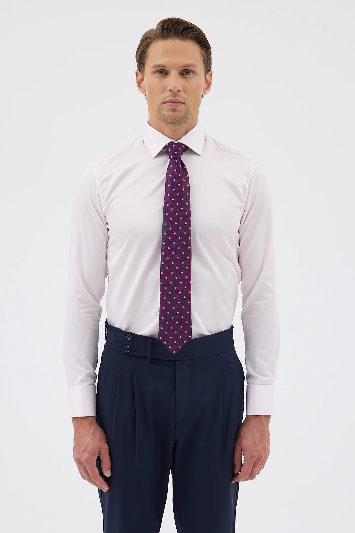 Çift Manşetli Comfort Fit Erkek Gömlek - Pembe