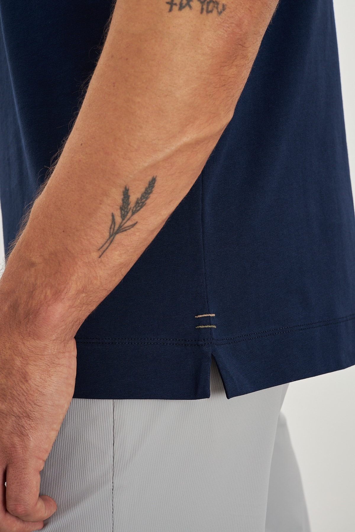 Bisiklet Yaka Basic %100 Pamuk Comfort Fit Logo Baskılı Erkek T-Shirt - Lacivert