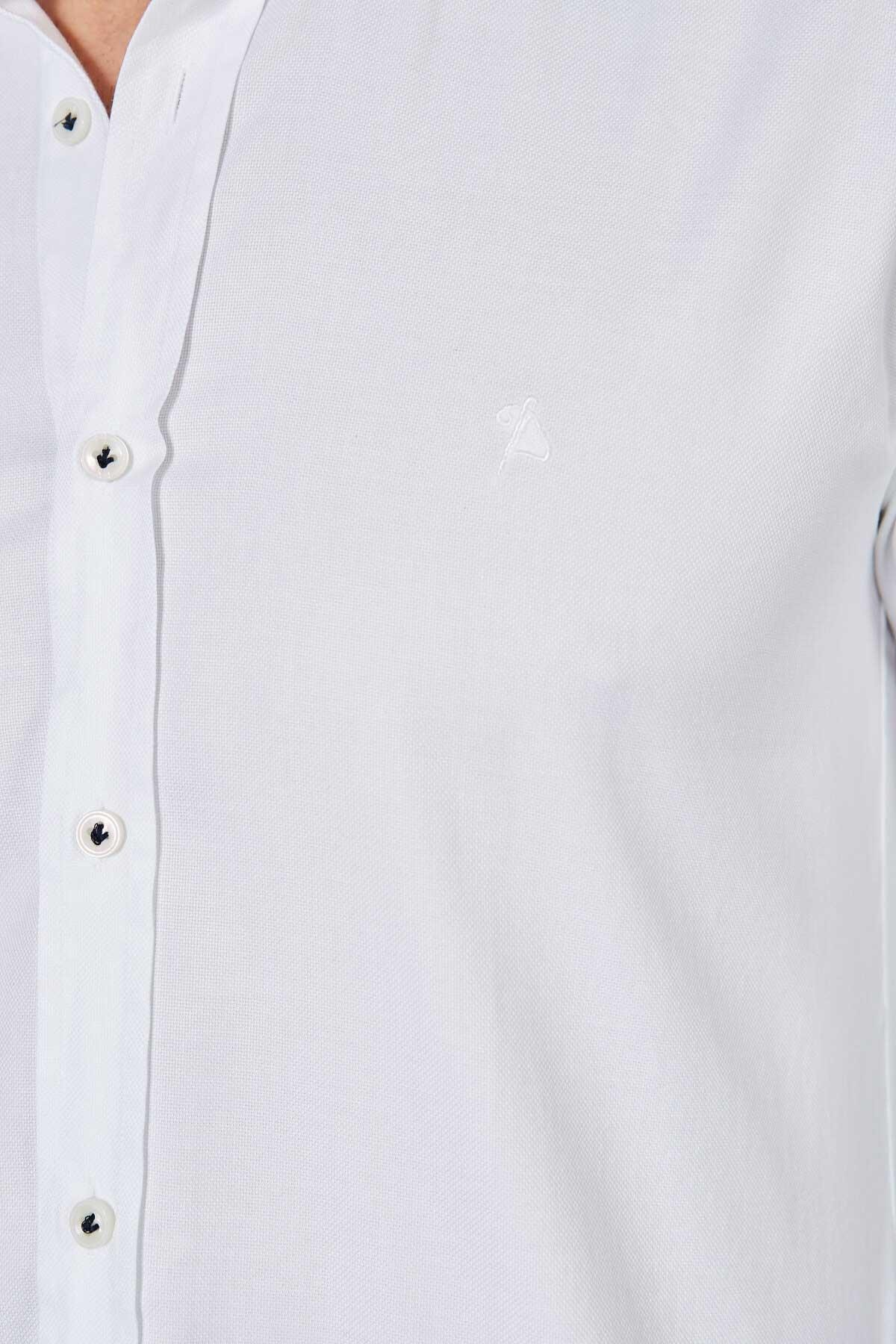 Kolu Patchli Slim Fit Gömlek - Beyaz-Lacivert