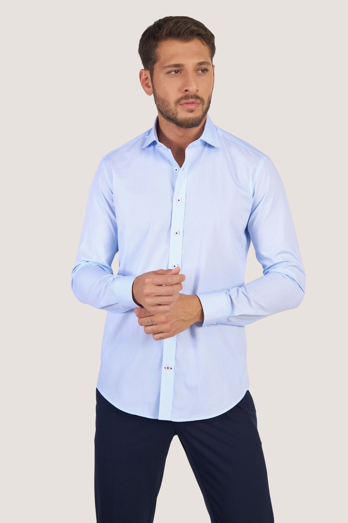 Klasik Desenli Slim Fit Gömlek