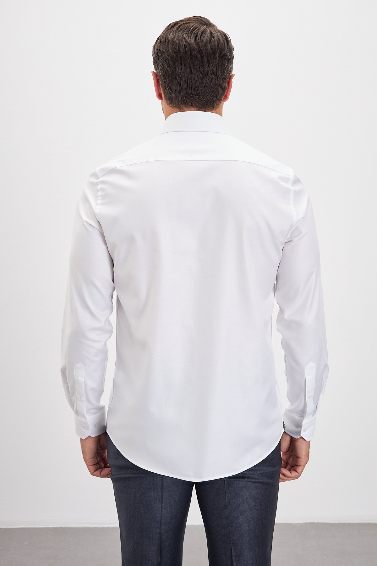 Comfort Fit %100 Pamuk Klasik Yaka Erkek Gömlek - Beyaz