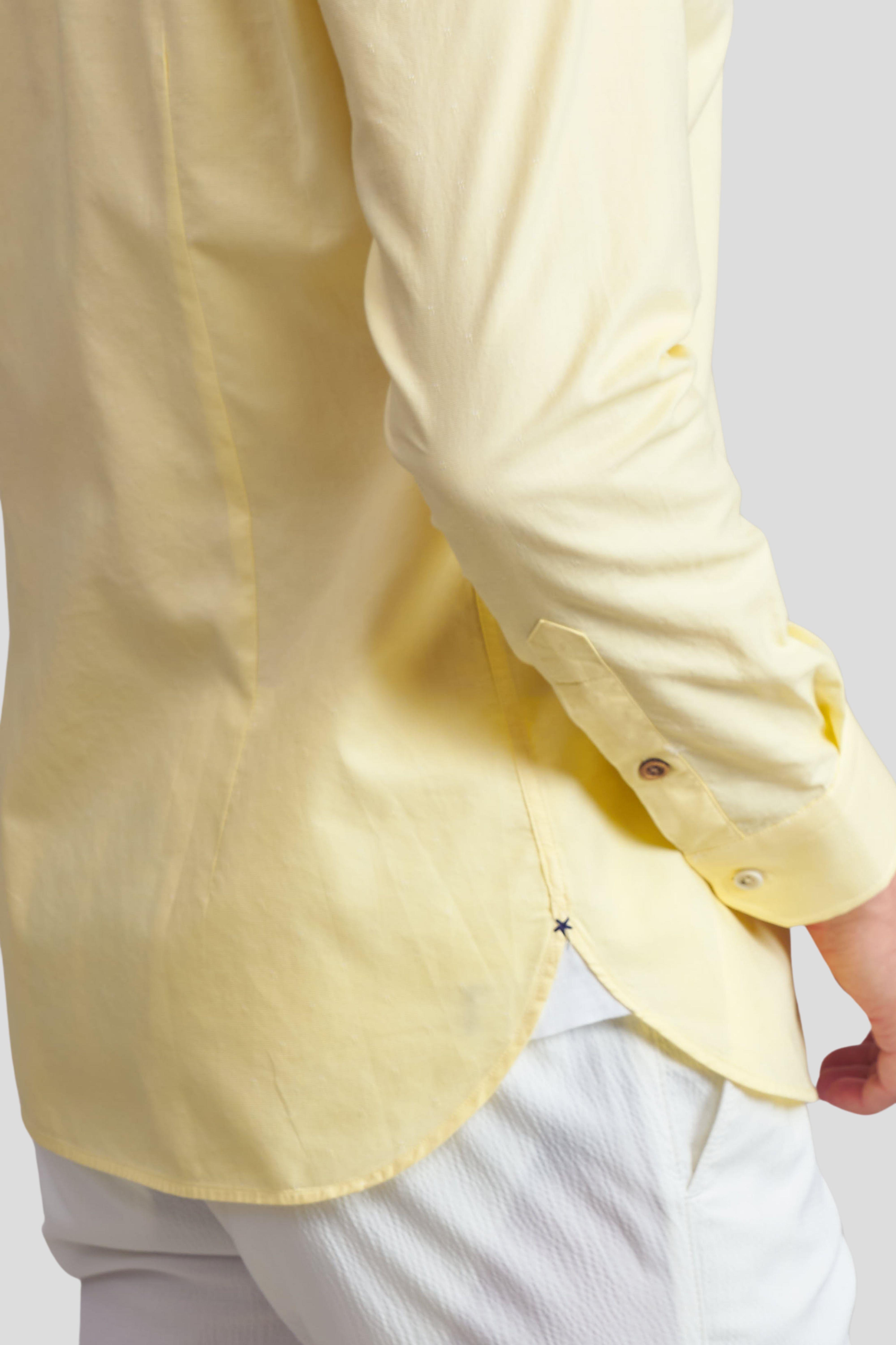 Desenli Comfort Fit Keten Gömlek - Sarı