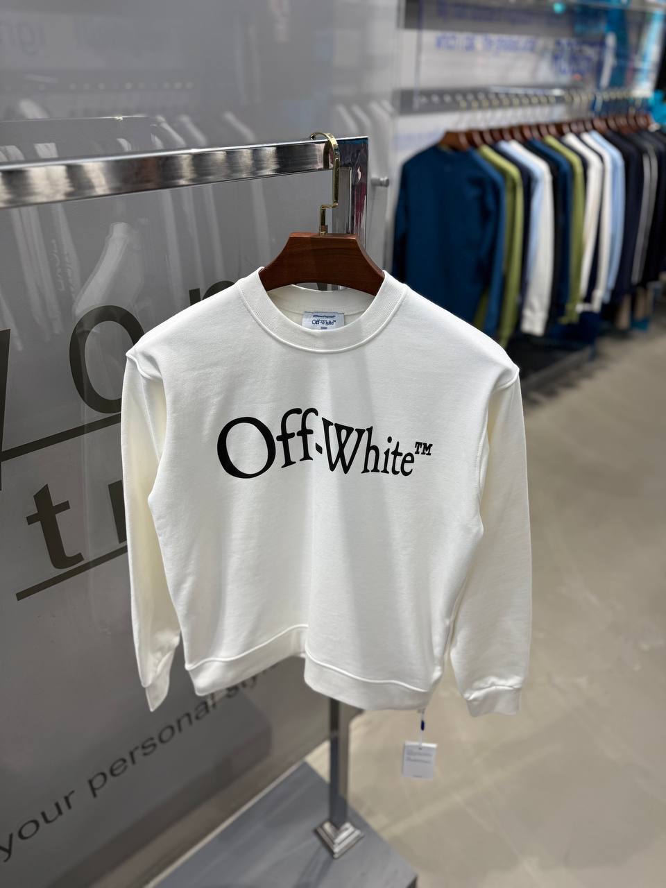 O-W Luxury Logo Print Sweatshirt - White