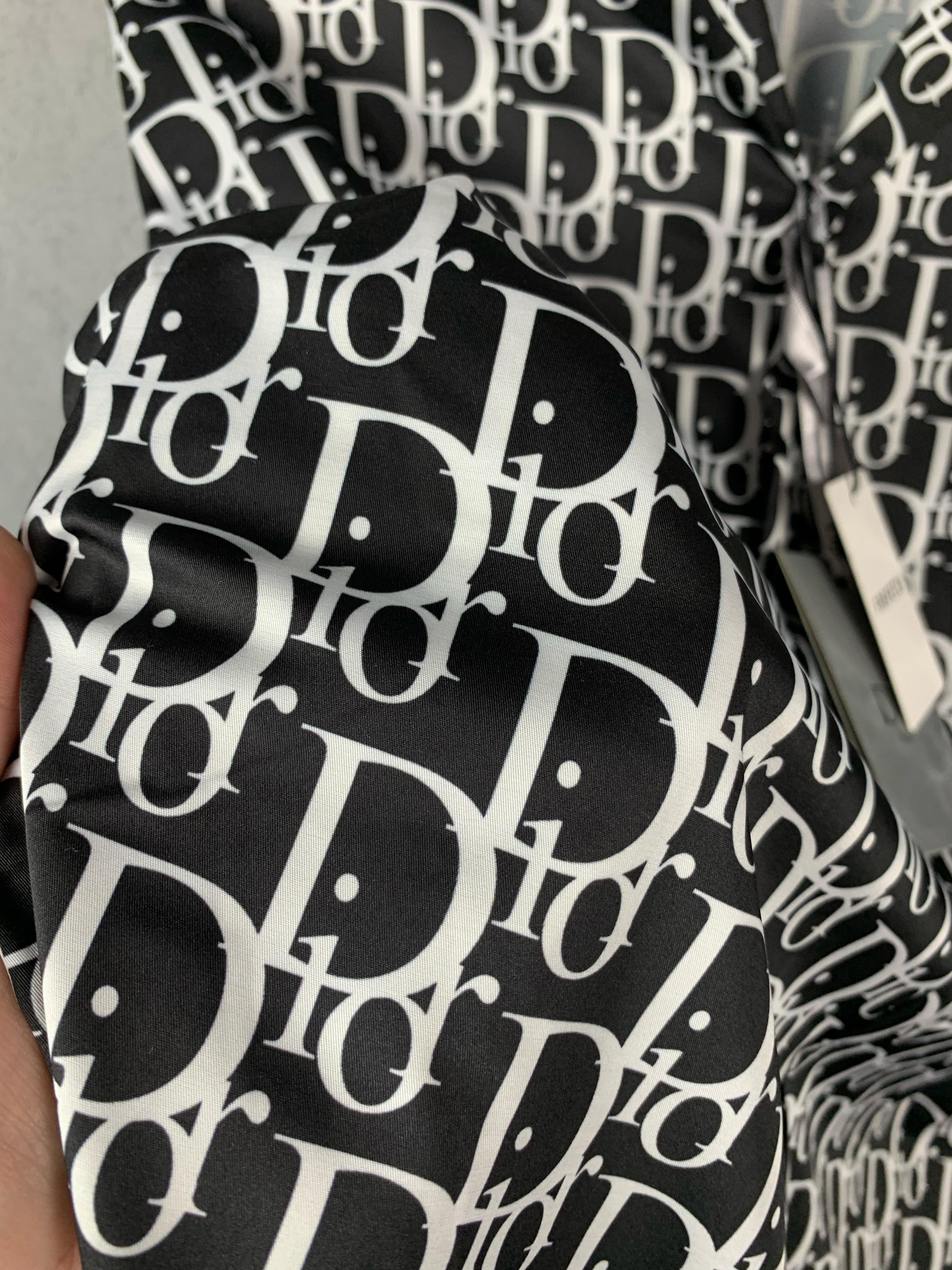 CD New Season Luxury Classic Printed Print Black Silk Shirt