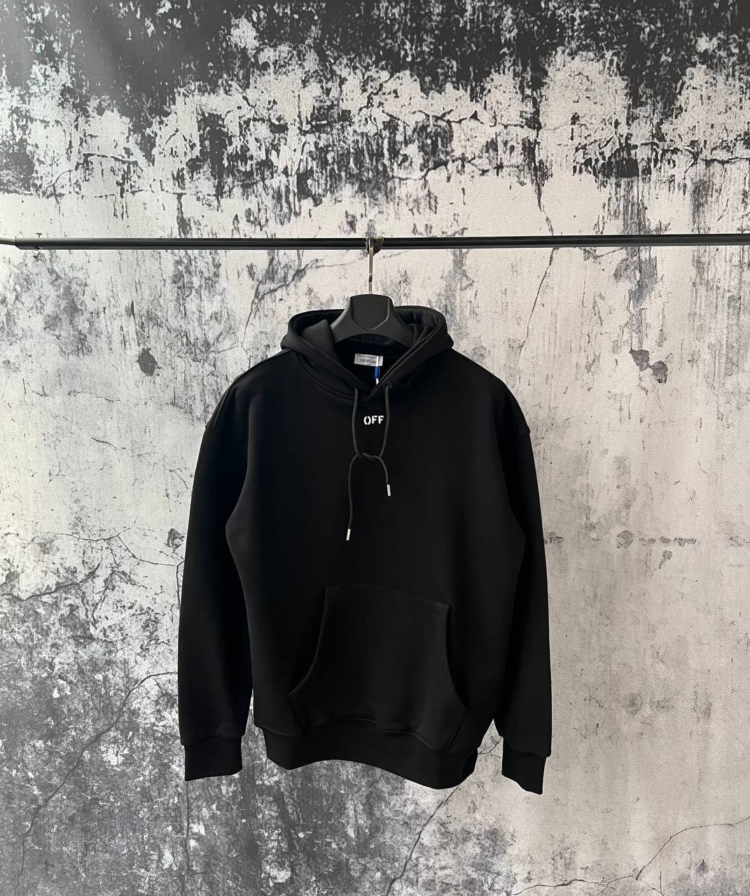 O-W Luxury Printed Black/White Hoodie - Black
