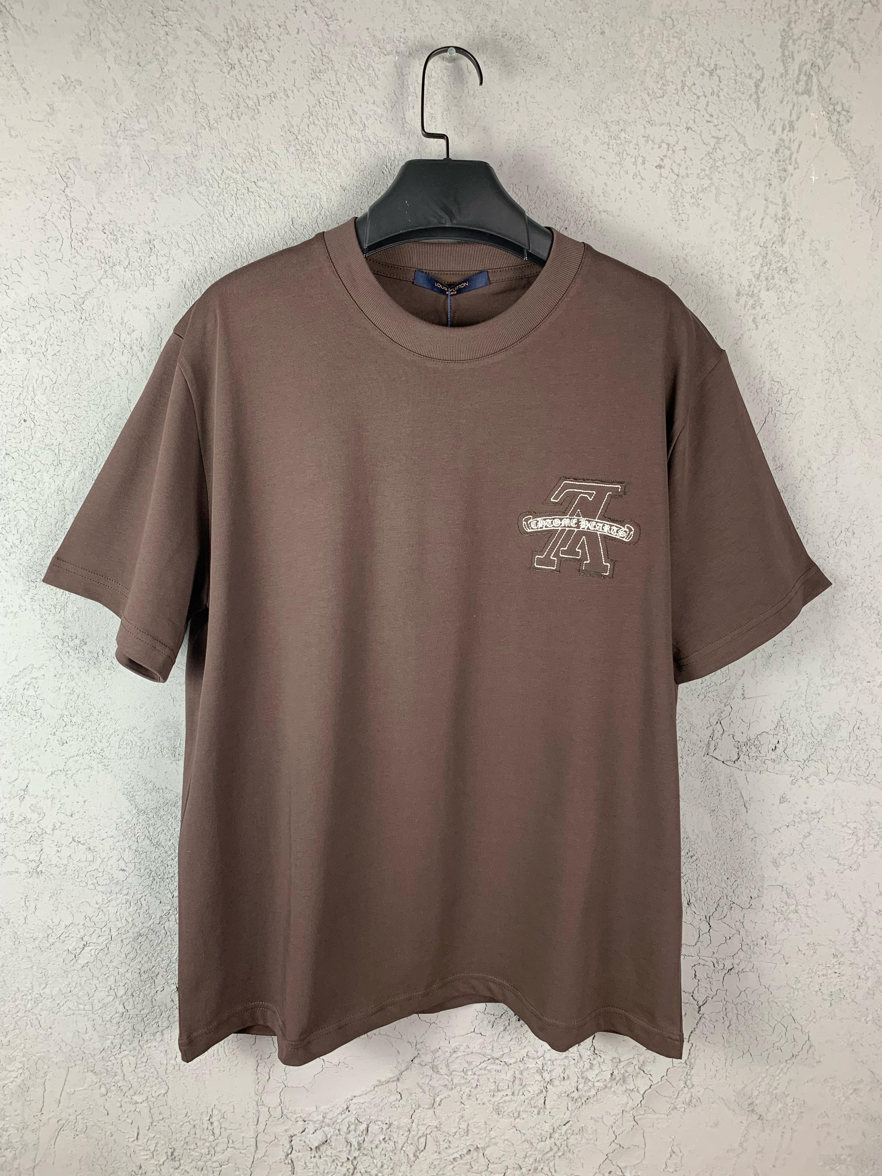 L & CH Luxury Logo Print Black & White & Beige & Brown T-shirt