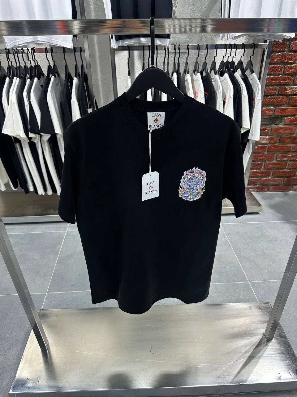 CB Luxury Printed Black & White & Blue T-shirt - Black