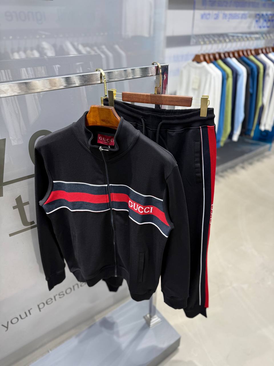 GG Luxury Striped Tracksuit - Black