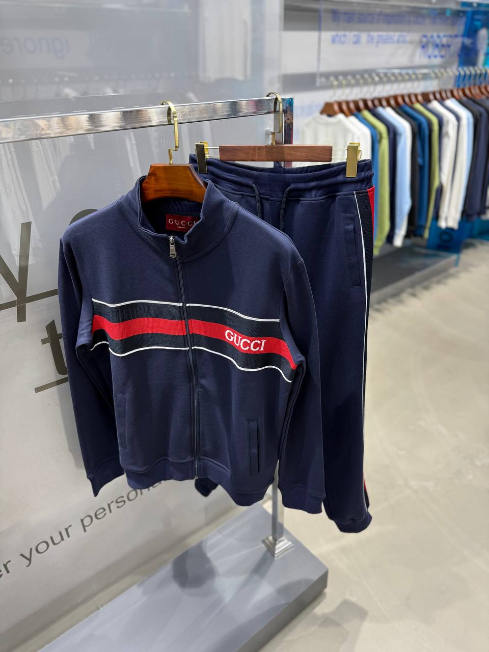 GG Luxury Striped Tracksuit - Dark Blue