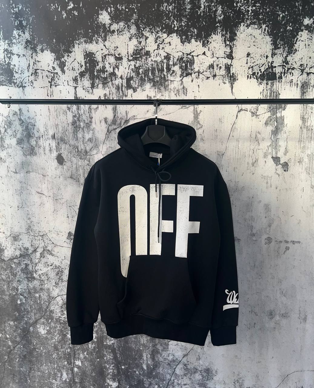 O-W Luxury Printed Black/White Hoodie - Black