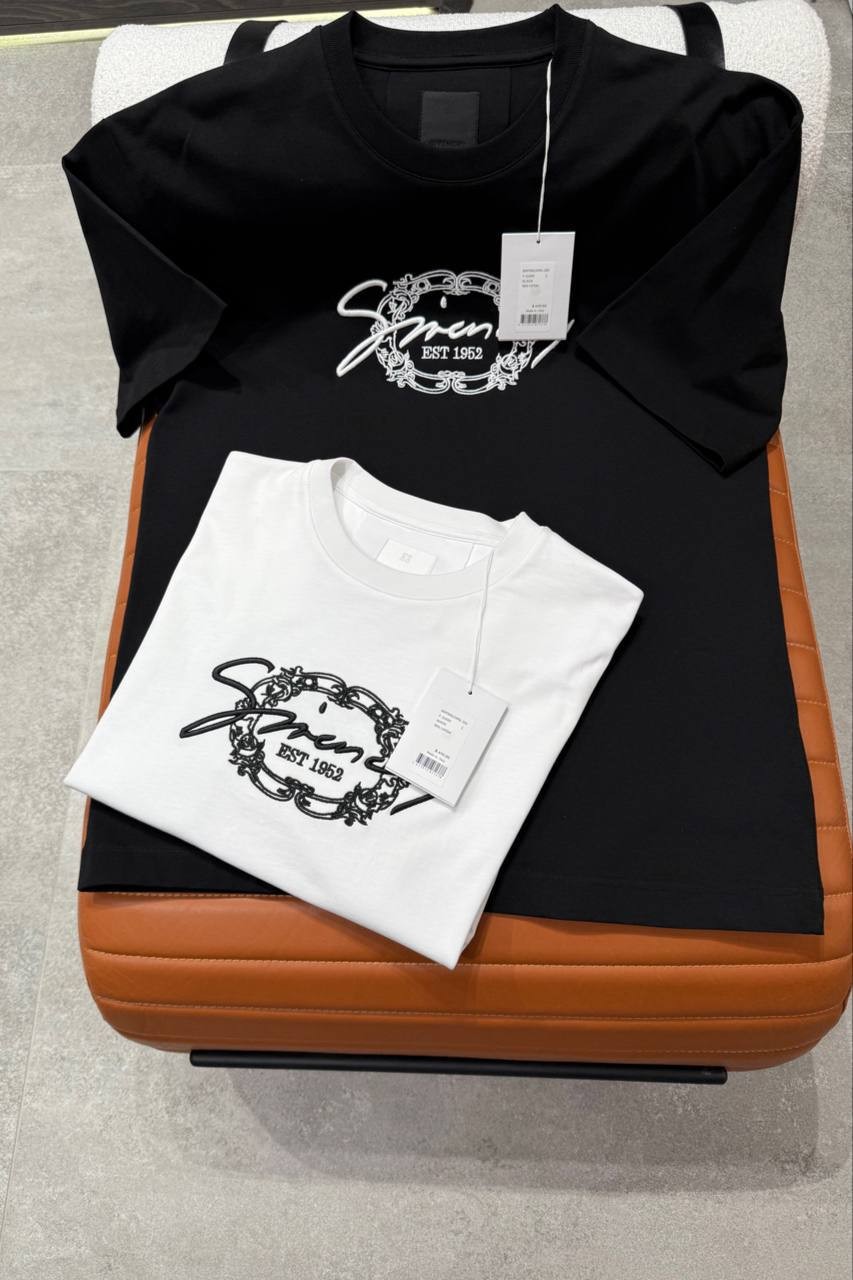 GY Luxury Embroidered Black & White T-shirt - Black