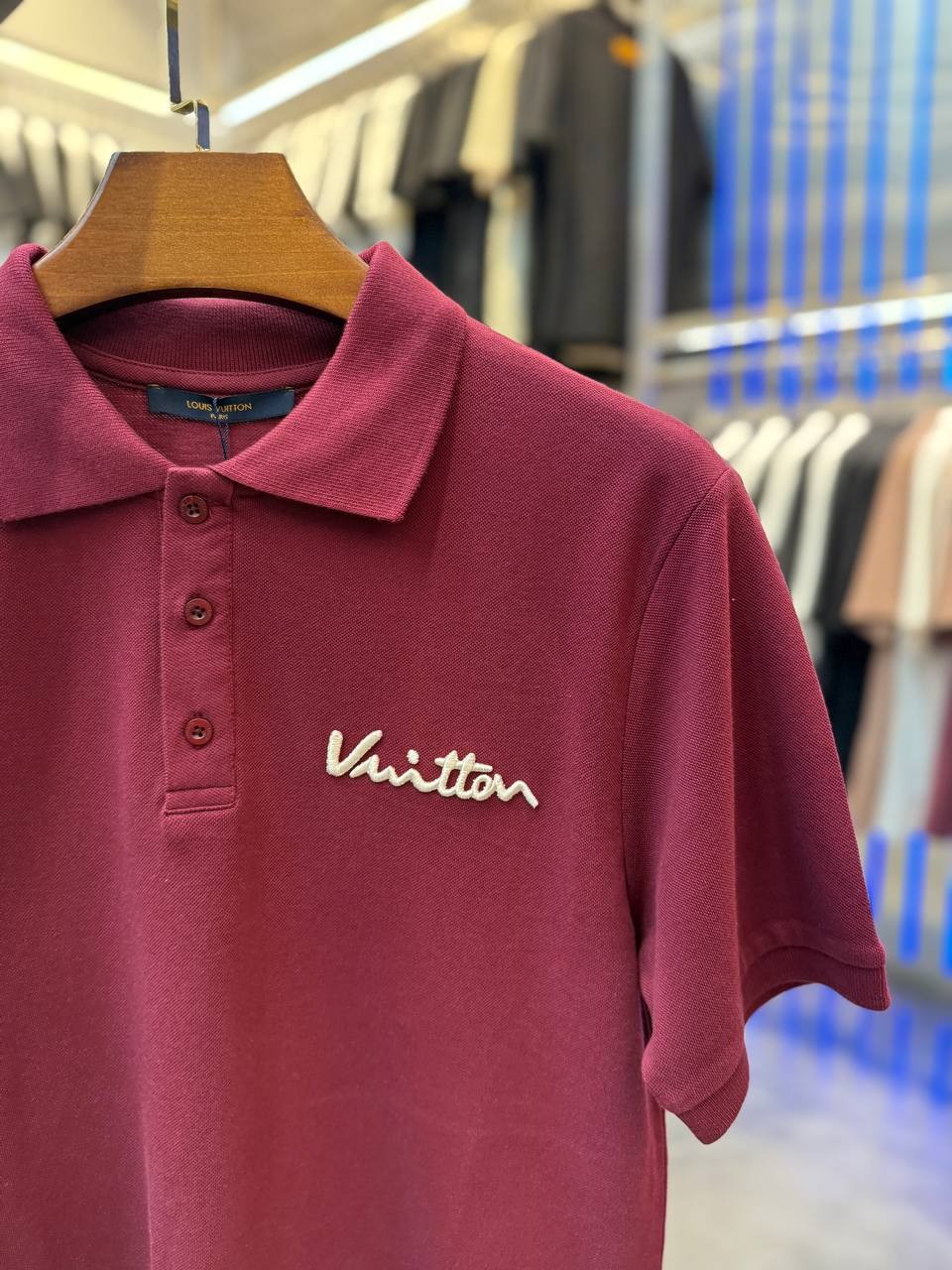 L Luxury Embroidery Detailed Polo T-shirt - Red