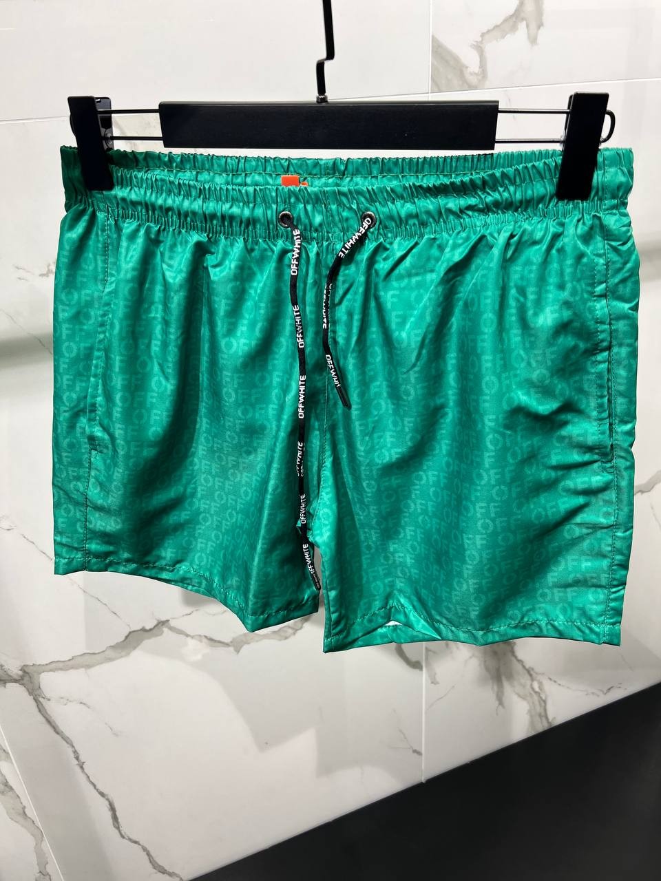O-W Luxury Off Printed Swim Shorts - Green