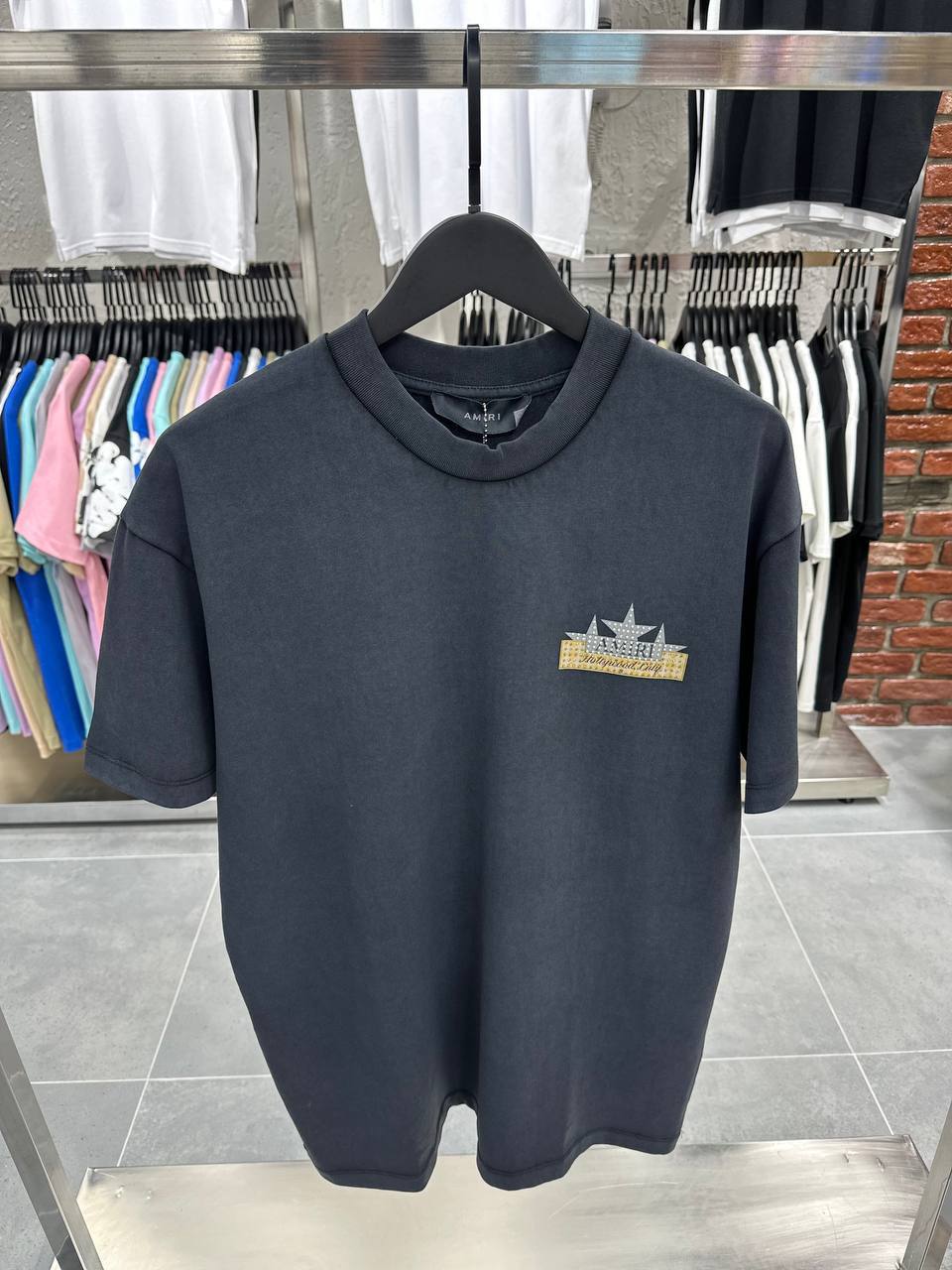 A Luxury Star Print Black & White T-shirt - Black