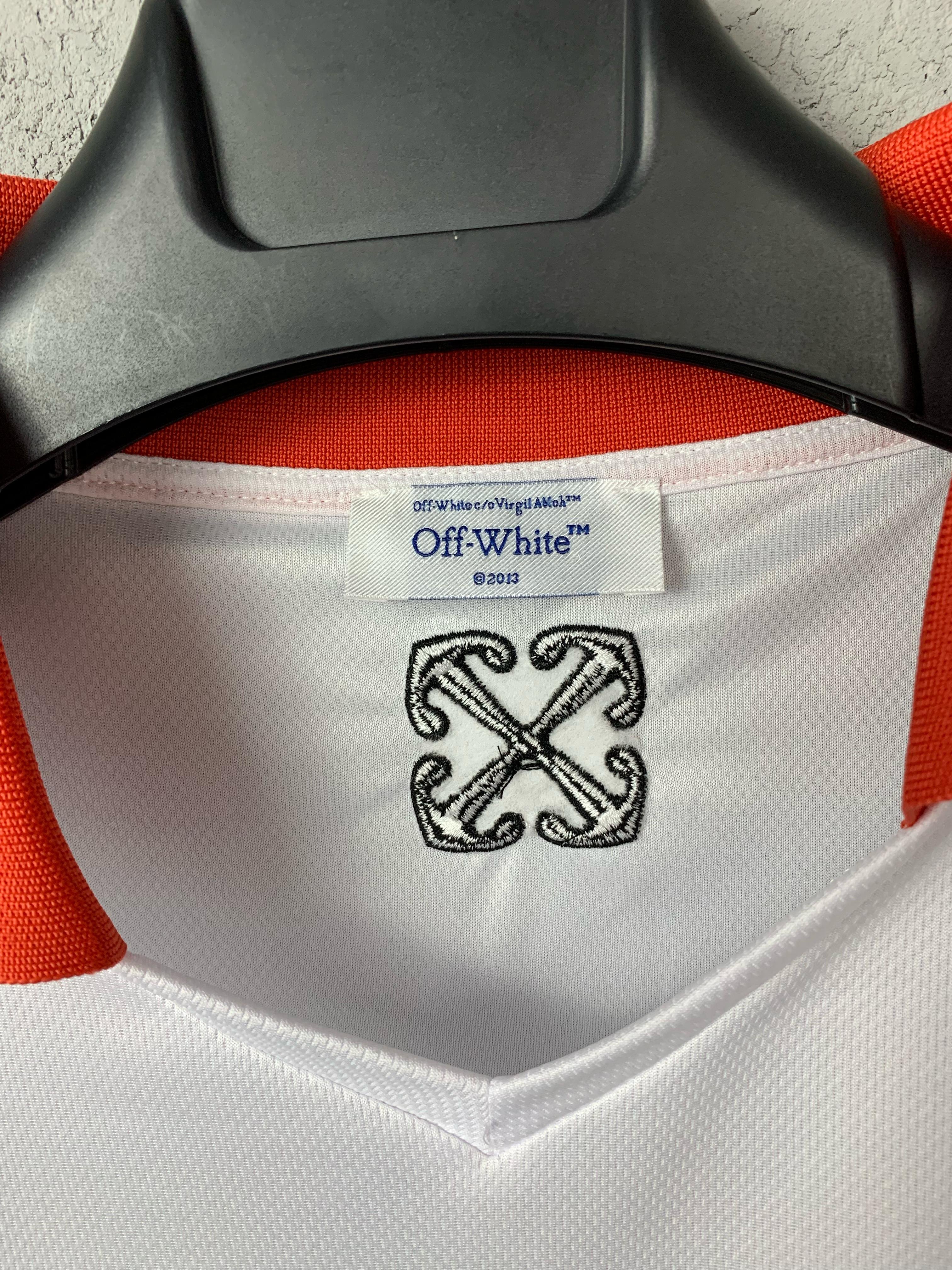 O-W Luxury Logo Print Orange Collar T-Shirt