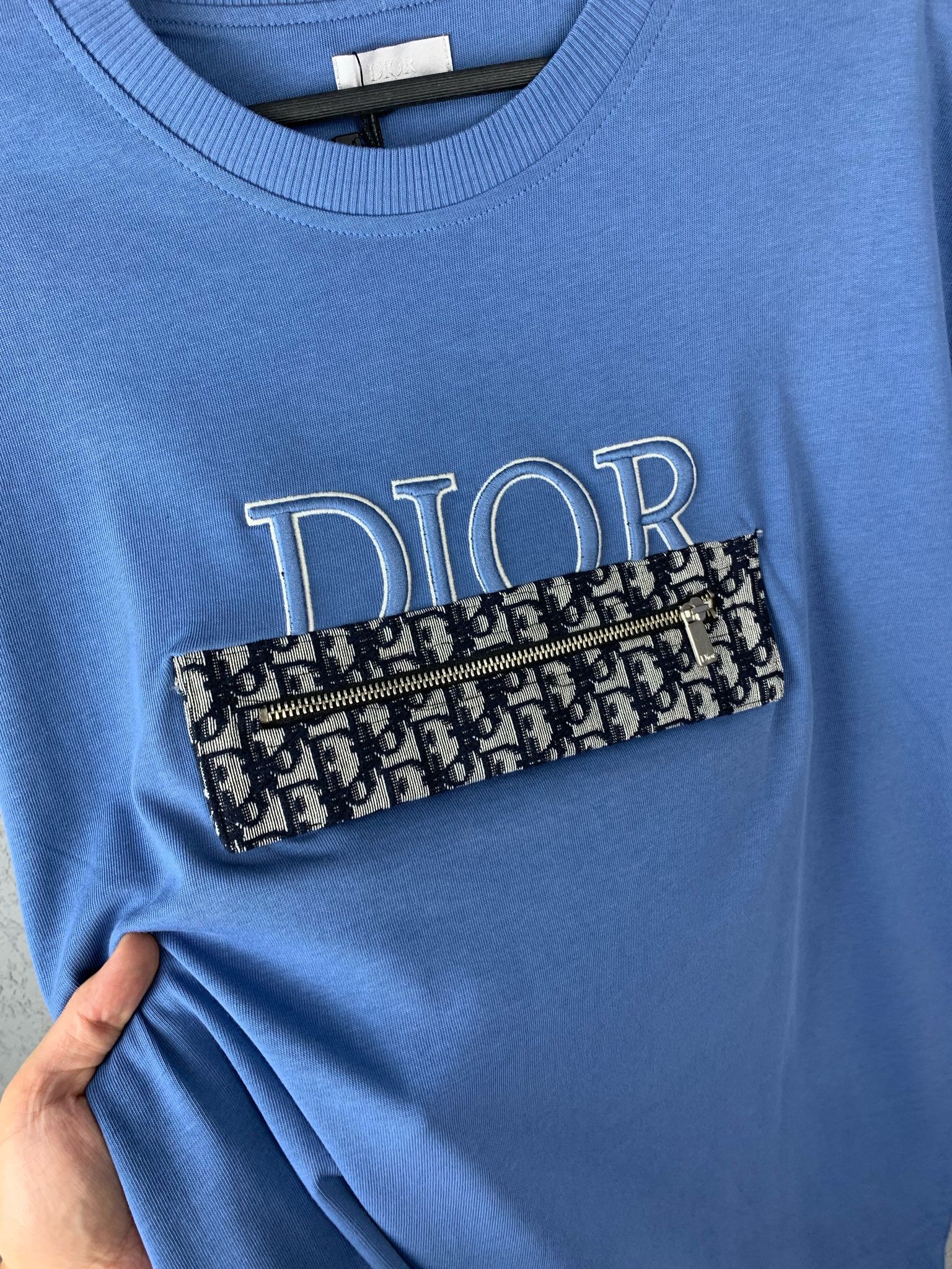 CD Luxury Blue T-shirt with Pocket Detail
