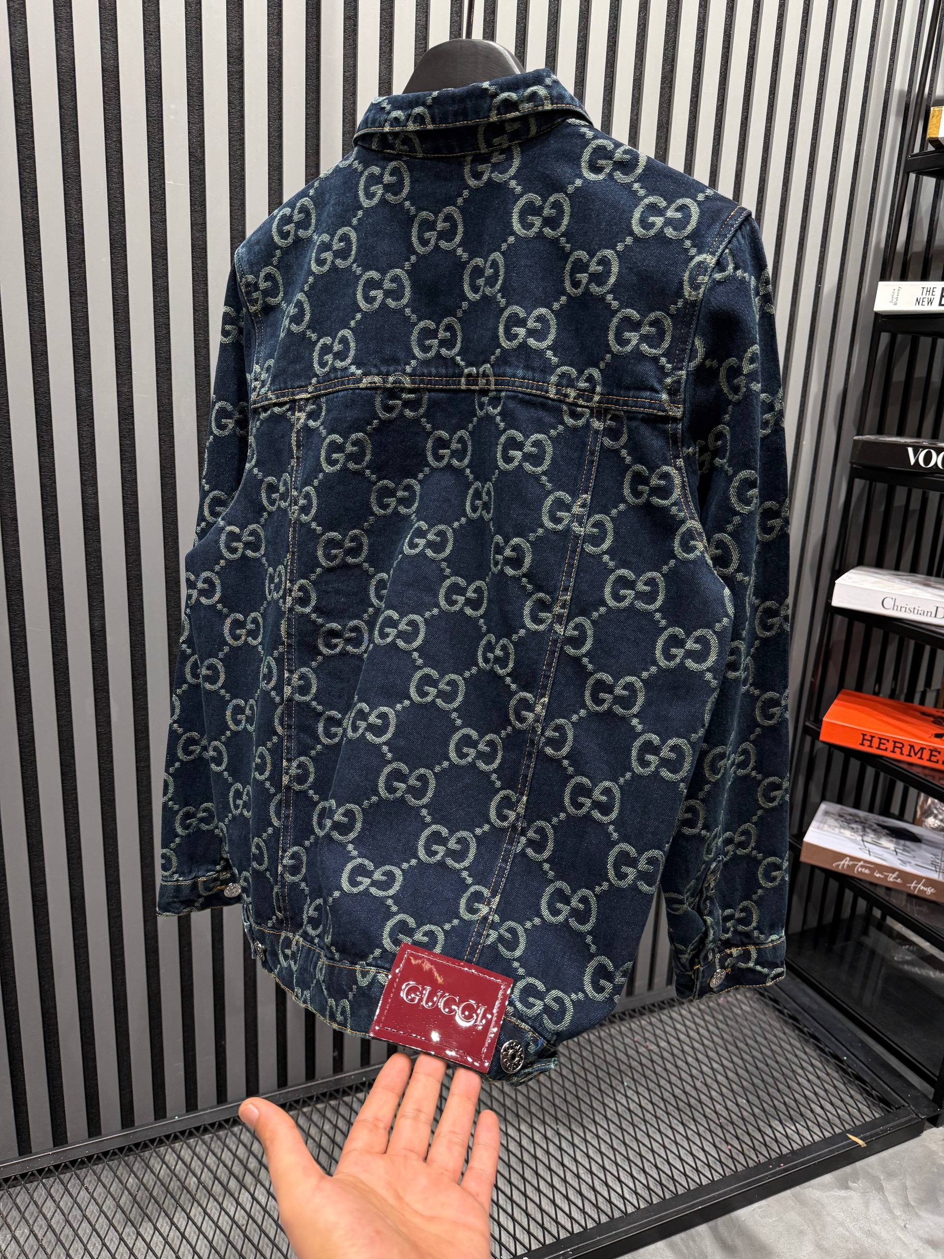 GG Luxury Logo Printed Denim Jacket