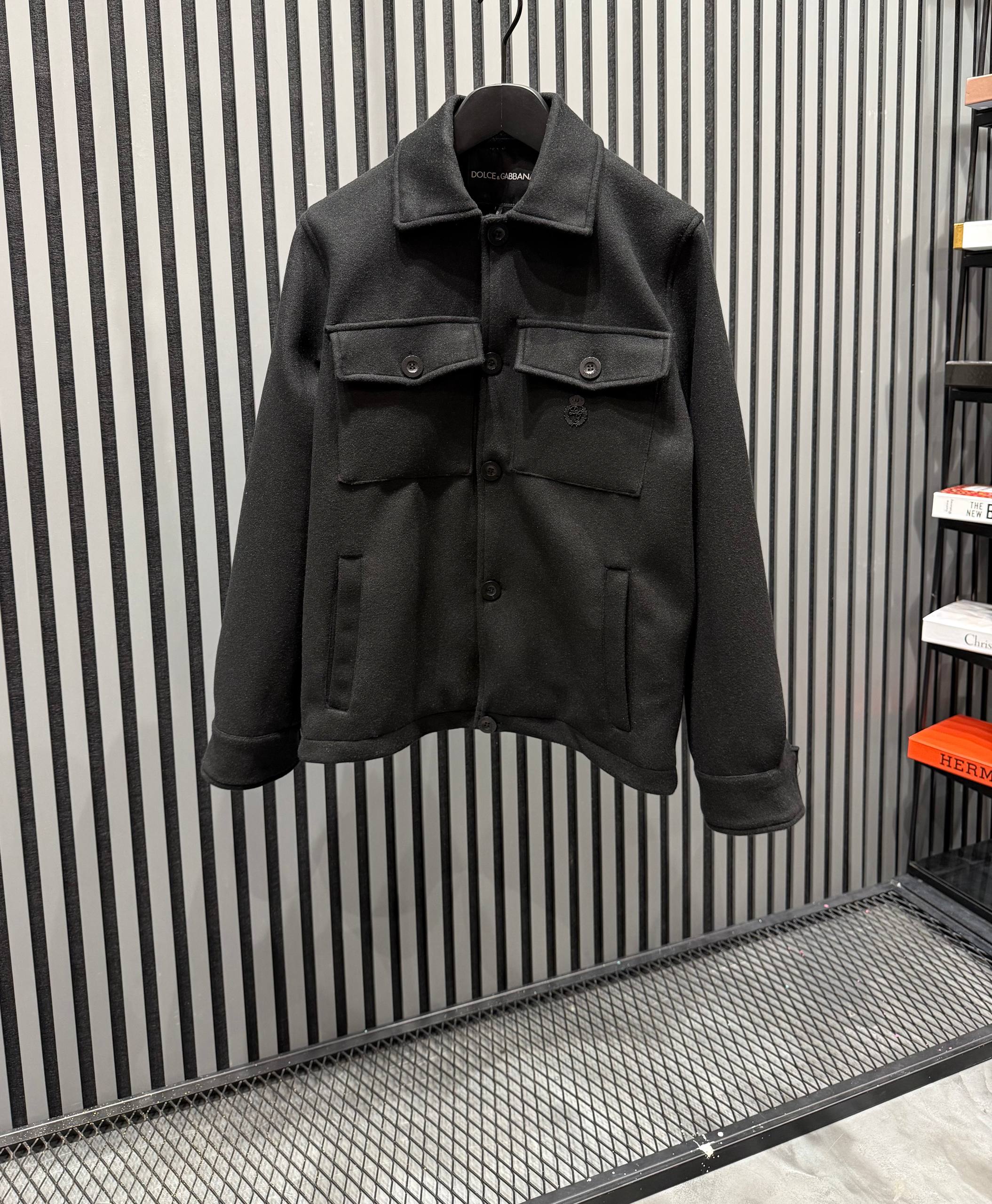 DG Luxury Pocketed Polo Neck Jacket - Black