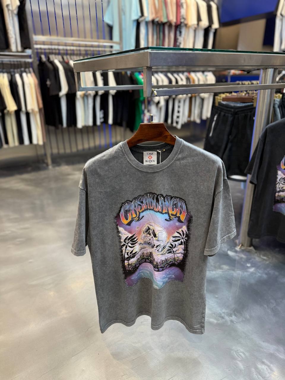 CB Luxury Figure Printed Gray & Dark Gray T-shirt - Gray