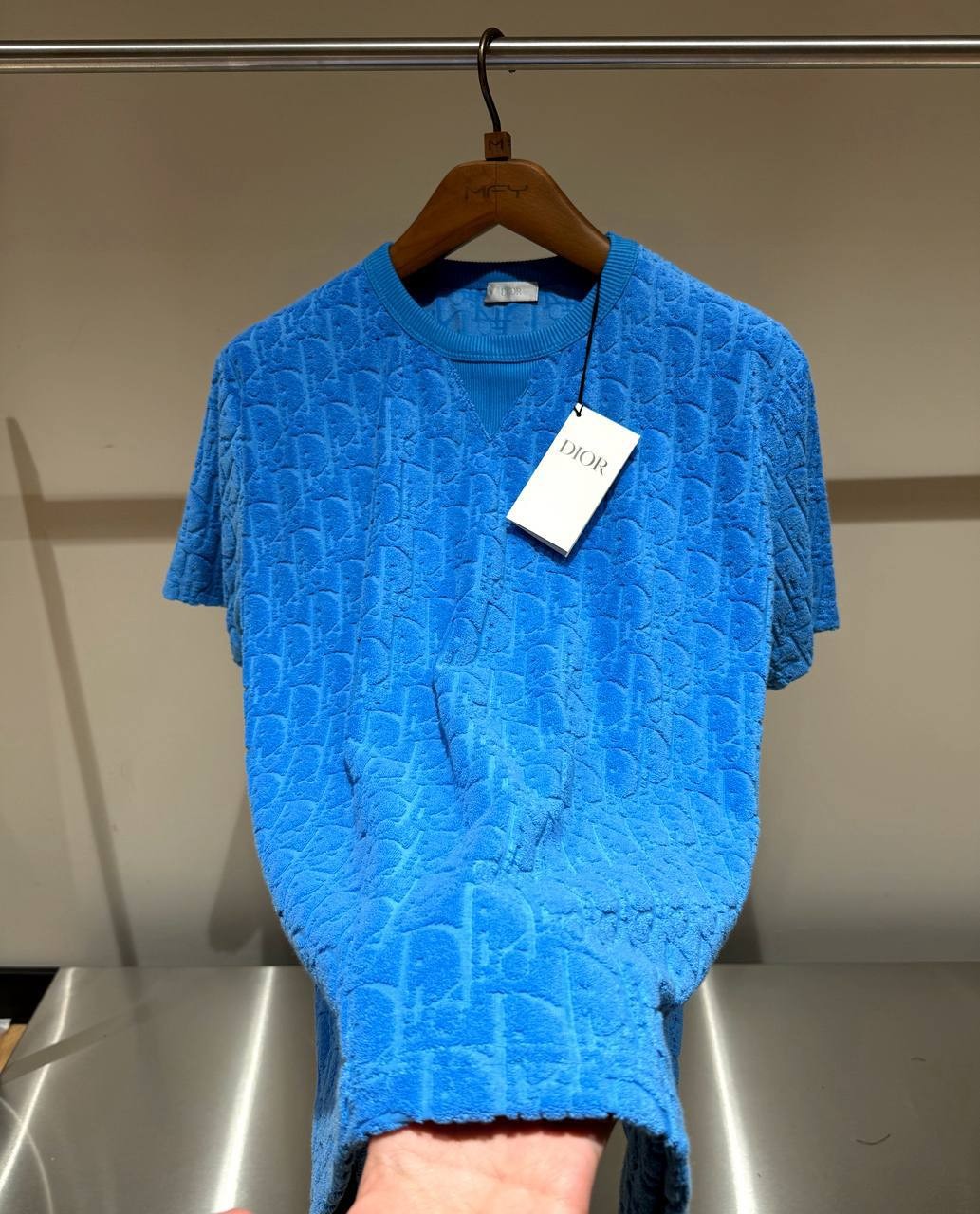CD Luxury Custom Terry Cloth Black & White & Blue T-shirt - Blue