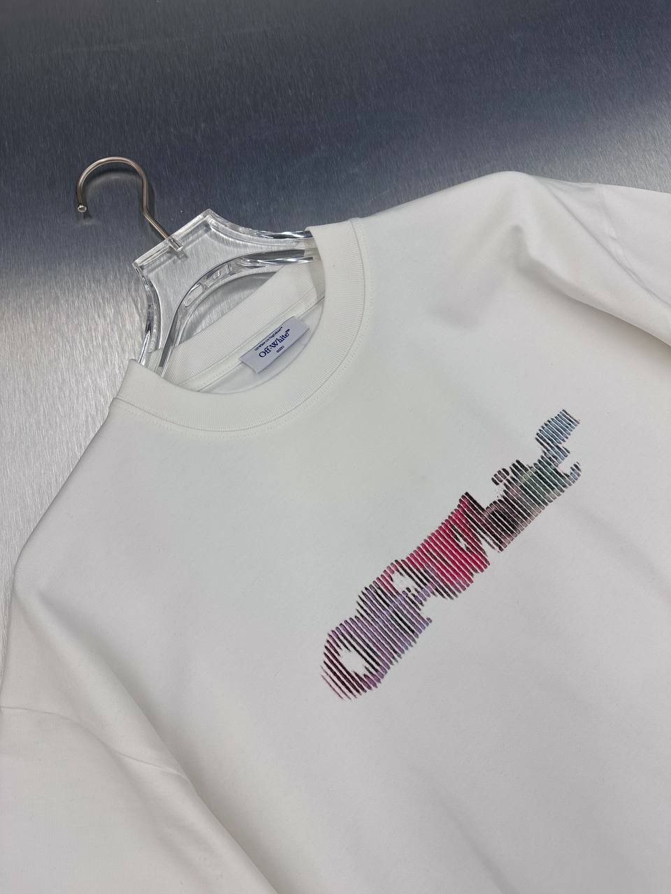 O-W Luxury Special Line Print Black & White T-Shirt