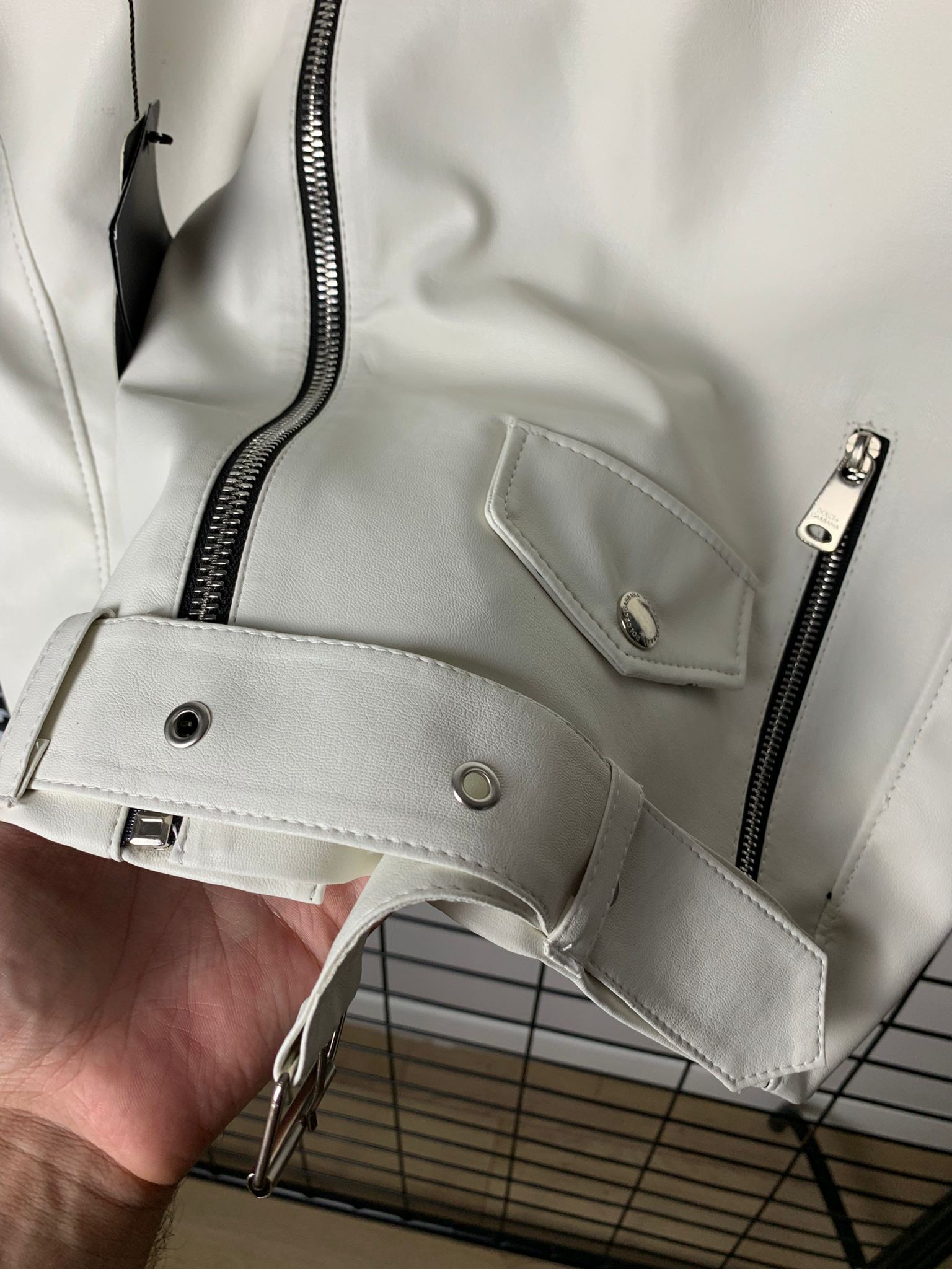 DG New Season Luxury Leather White Jacket