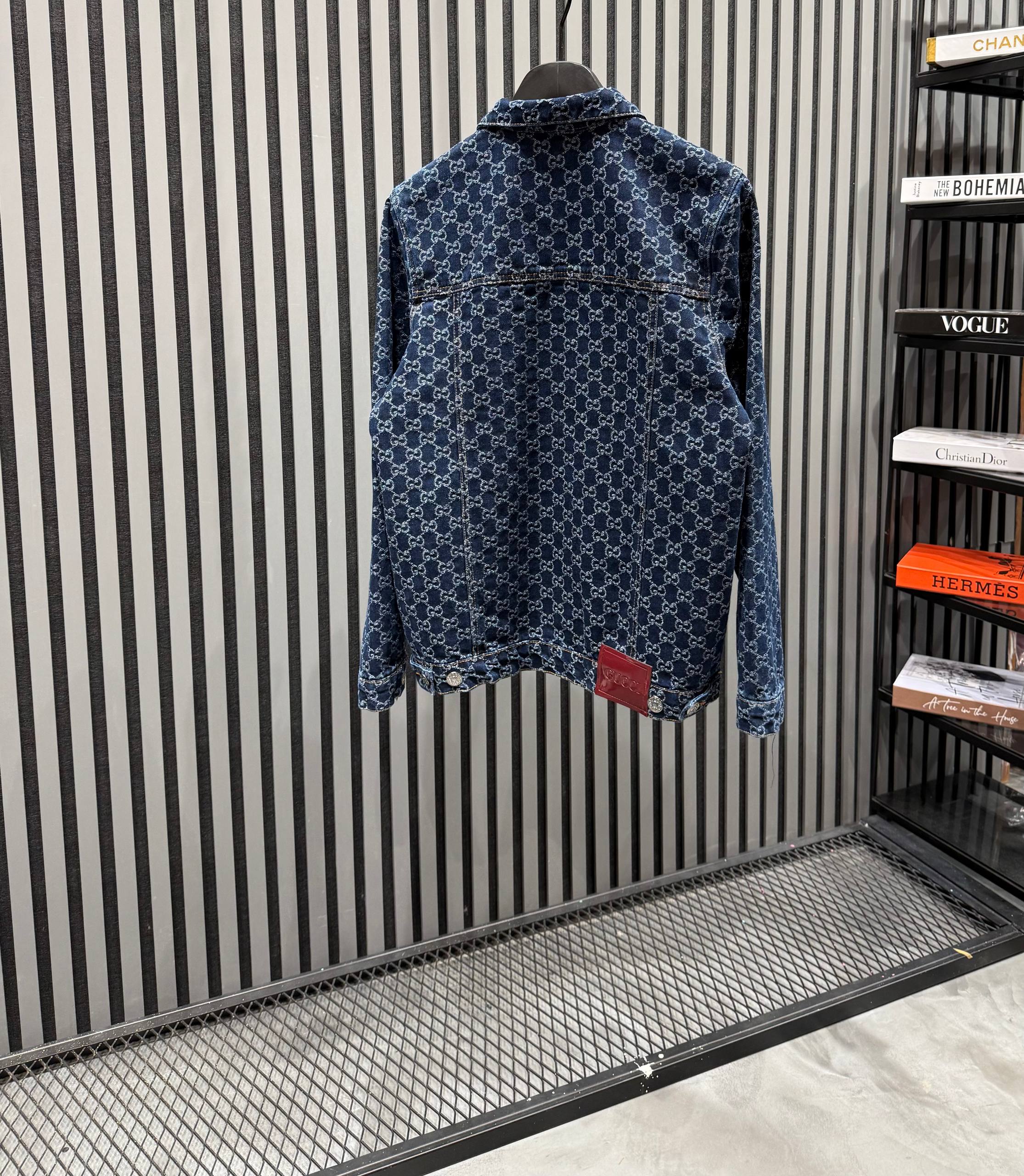 GG Luxury Small Logo Print Denim Jacket