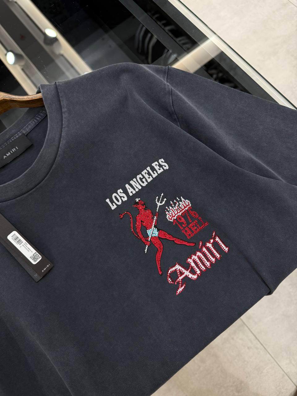 A Luxury Stone-Detailed Gray T-shirt