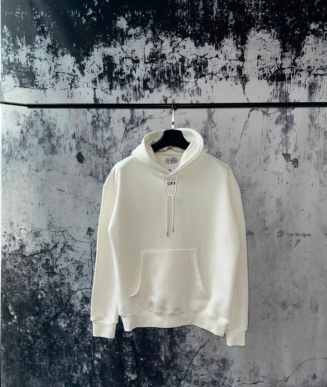 O-W Luxury Printed Black/White Hoodie - White