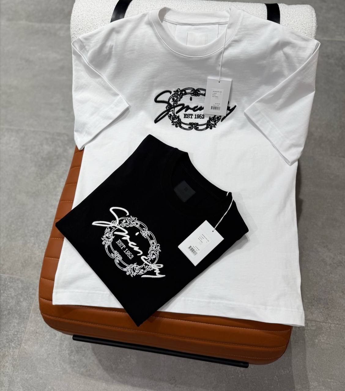 GY Luxury Embroidered Black & White T-shirt - White
