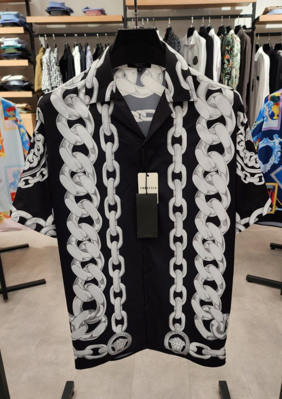 V New Season Special Designed Silk Black Shirt