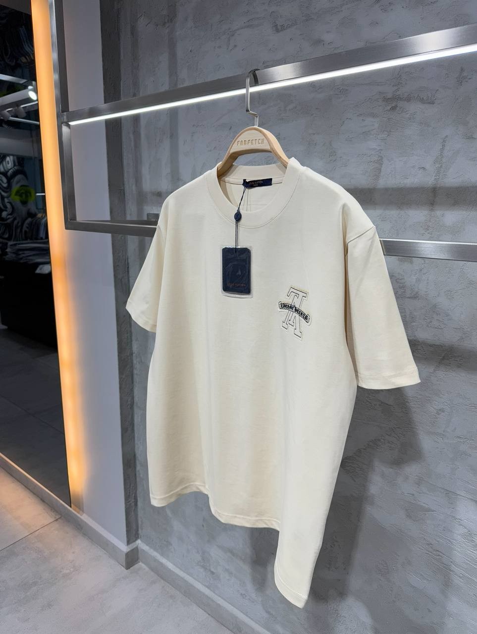 L & CH Luxury Logo Print Black & White & Beige & Brown T-shirt - Beige